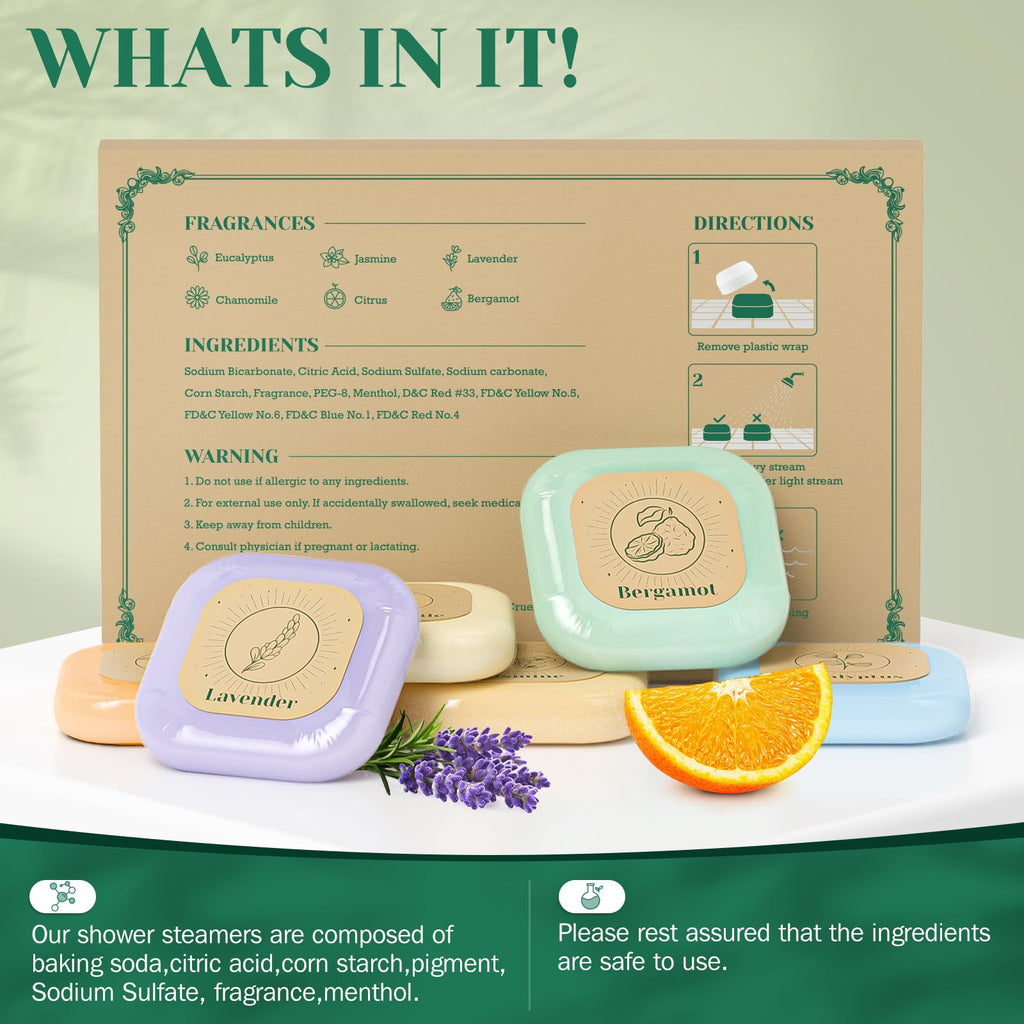 SeasonBliss 6-Pack Shower Steamers - Gift Box for Self-Care & Relaxation