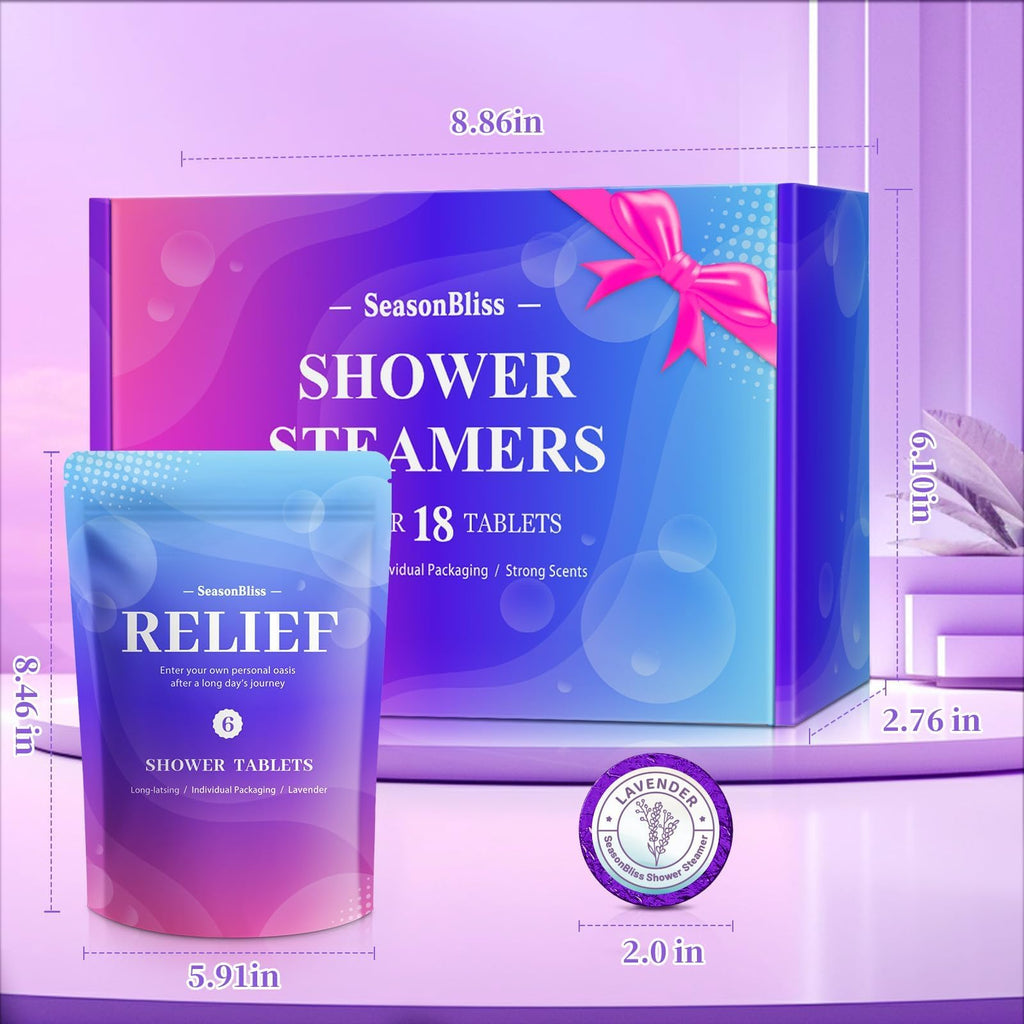 SeasonBliss Shower Steamers 18 Pack Set – 6 Scents, Natural Ingredients, Easy to Use & Giftable