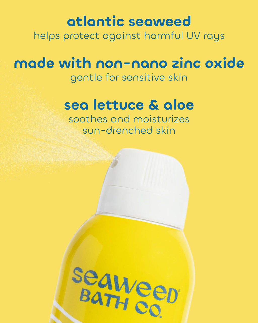Seaweed Bath Co. Sheer Mineral Sensitive SPF 50 Broad Spectrum Sunscreen Spray - Fragrance Free, Non-Nano, Skin-Friendly Formula - 6 oz