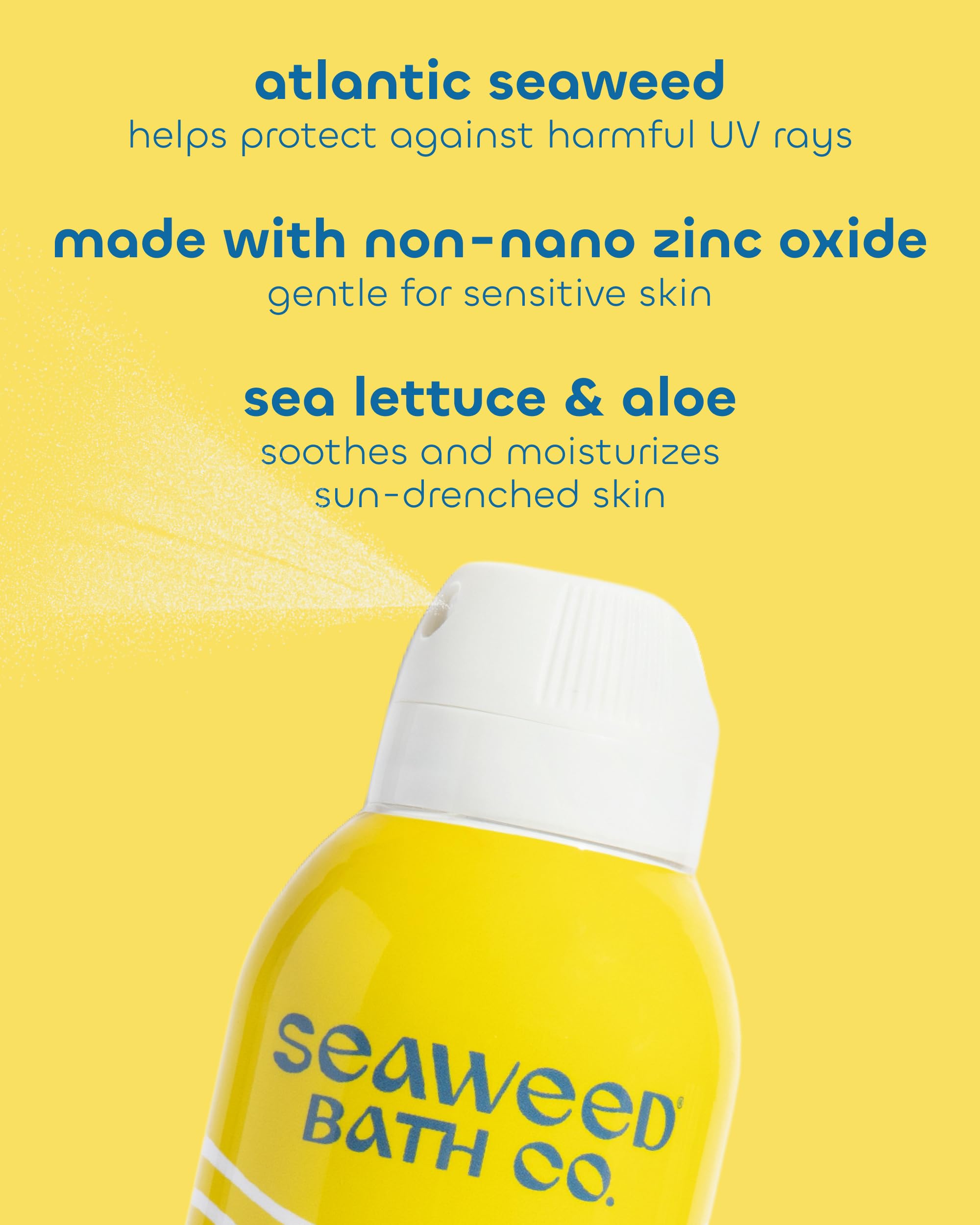 Seaweed Bath Co. Sheer Mineral Sensitive SPF 50 Broad Spectrum Sunscreen Spray - Fragrance Free, Non-Nano, Skin-Friendly Formula - 6 oz