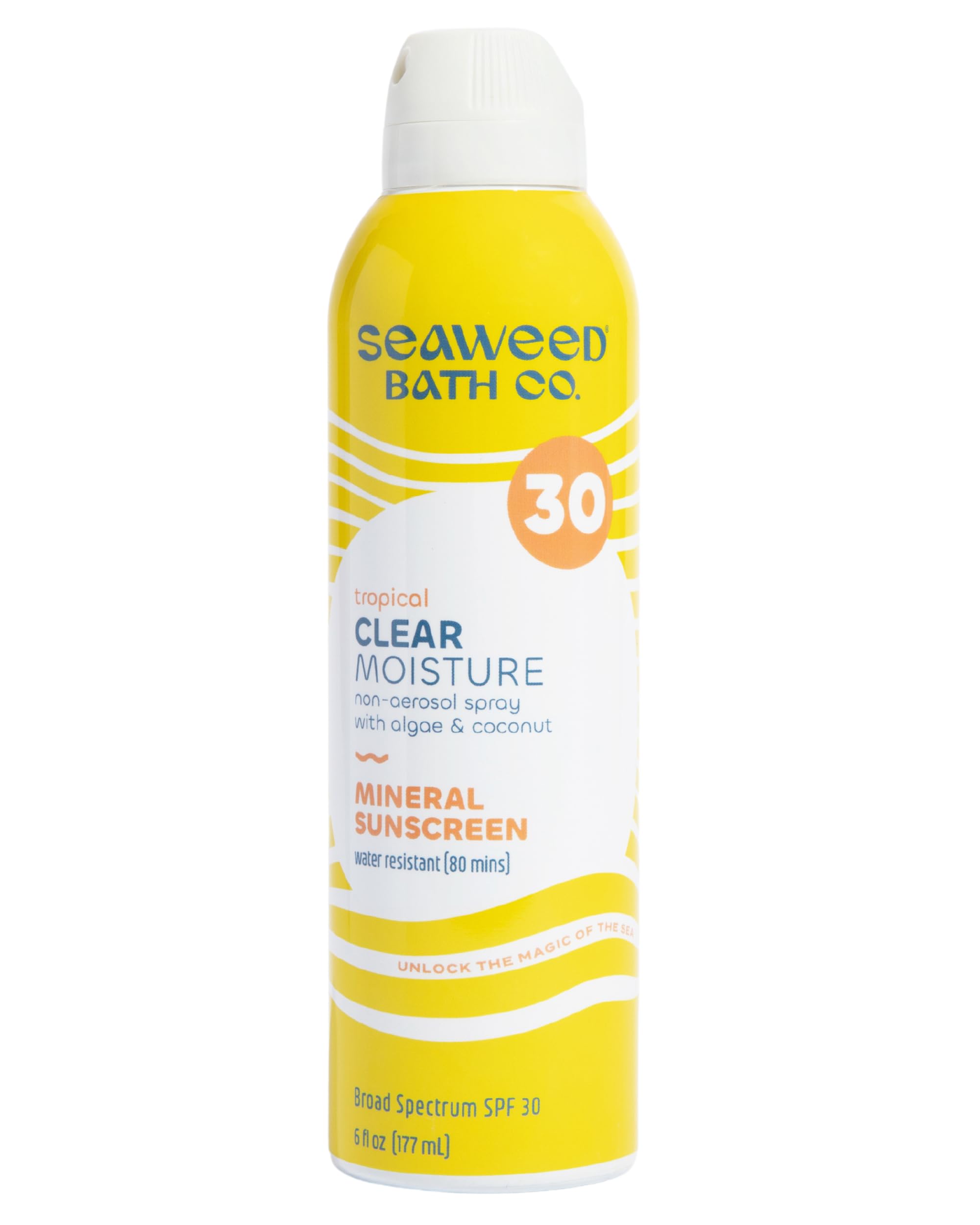 Seaweed Bath Co. Clear Moisture SPF 30 Mineral Sunscreen Spray – Broad Spectrum, Hydrating, Non-Nano Zinc, 6 oz