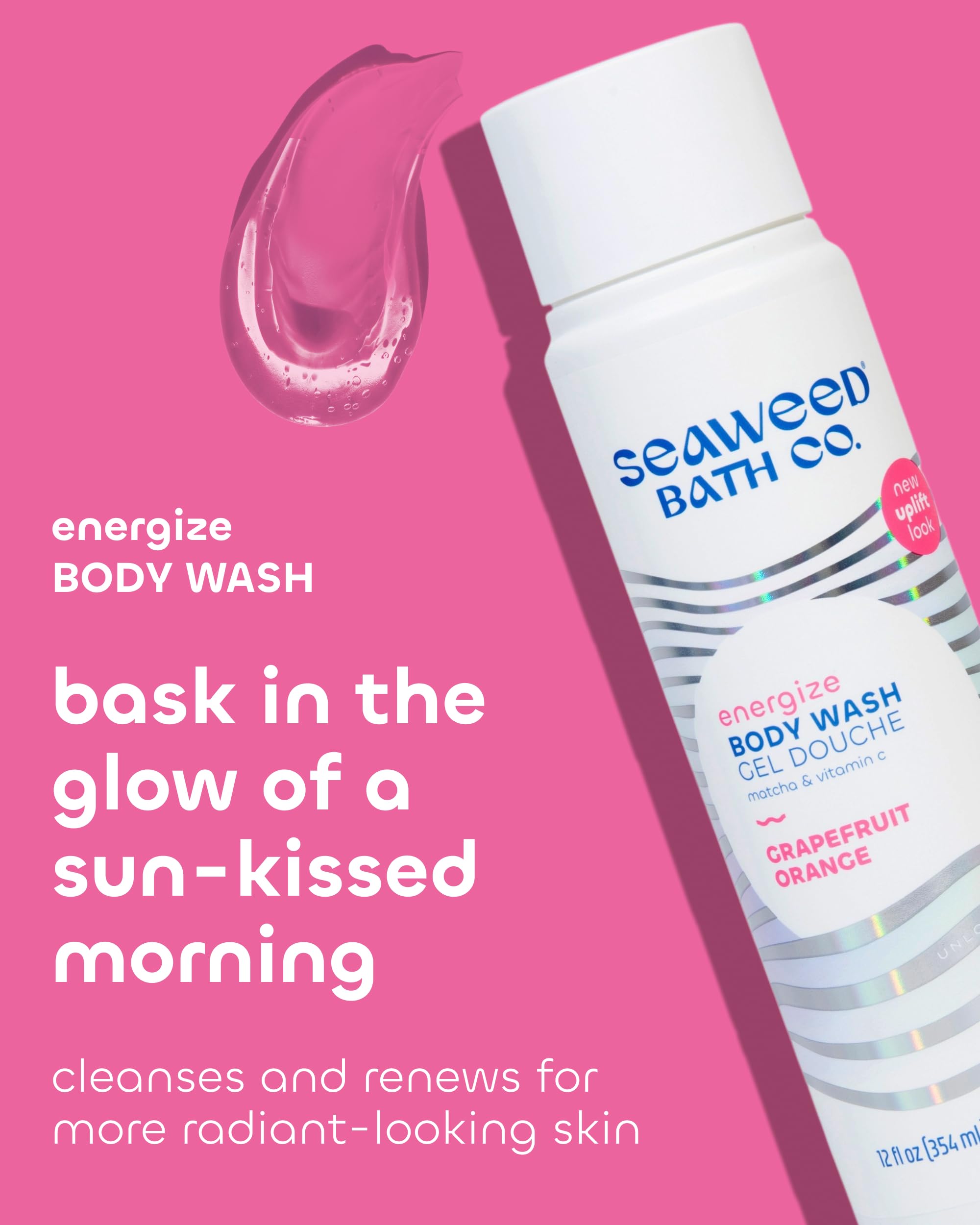 Seaweed Bath Co. Energize Body Wash – Grapefruit Orange | 12 oz (Pack of 2) | Vegan, Paraben & Sulfate Free