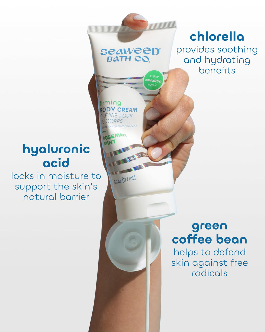 Seaweed Bath Co. Firming Body Cream – Rosemary Mint with Hyaluronic Acid (6 oz, Pack of 2)