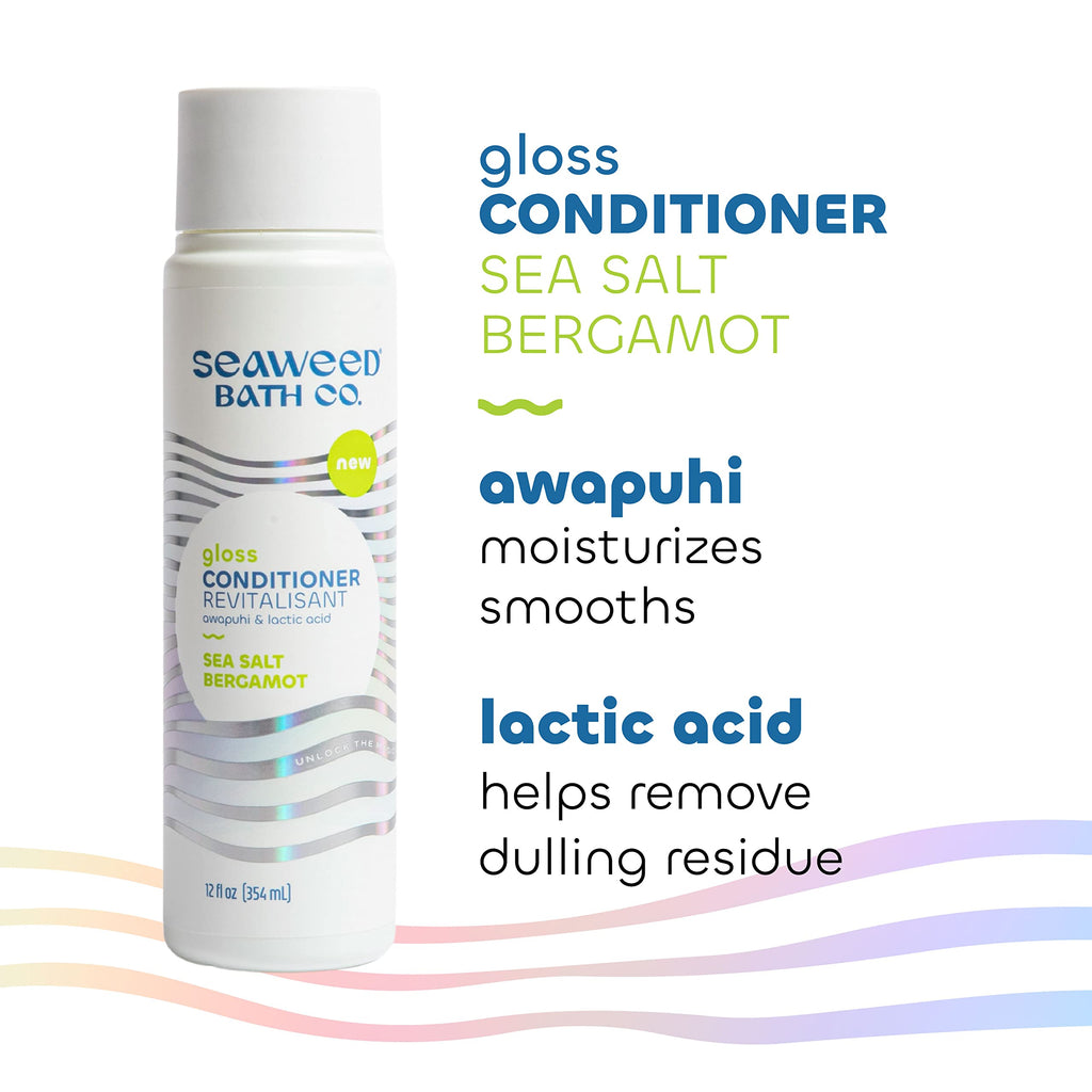 The Seaweed Bath Co. Gloss Conditioner – Sea Salt Bergamot, 12 oz | For All Hair Types