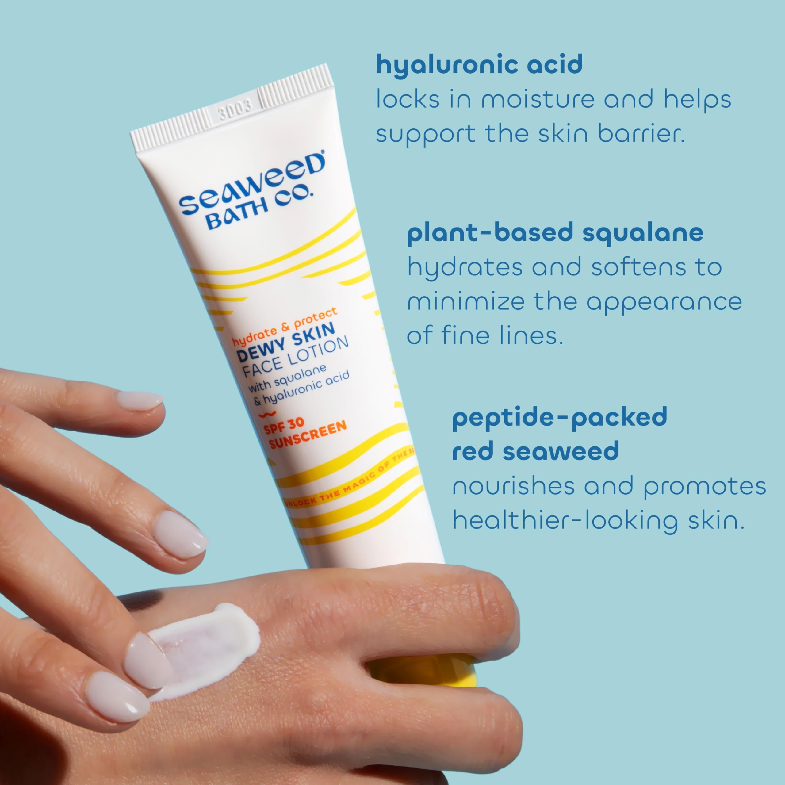 Seaweed Bath Co. Hydrate & Protect SPF 30 Broad Spectrum Zinc Oxide Facial Sunscreen, 2 oz — Hyaluronic Acid & Squalane