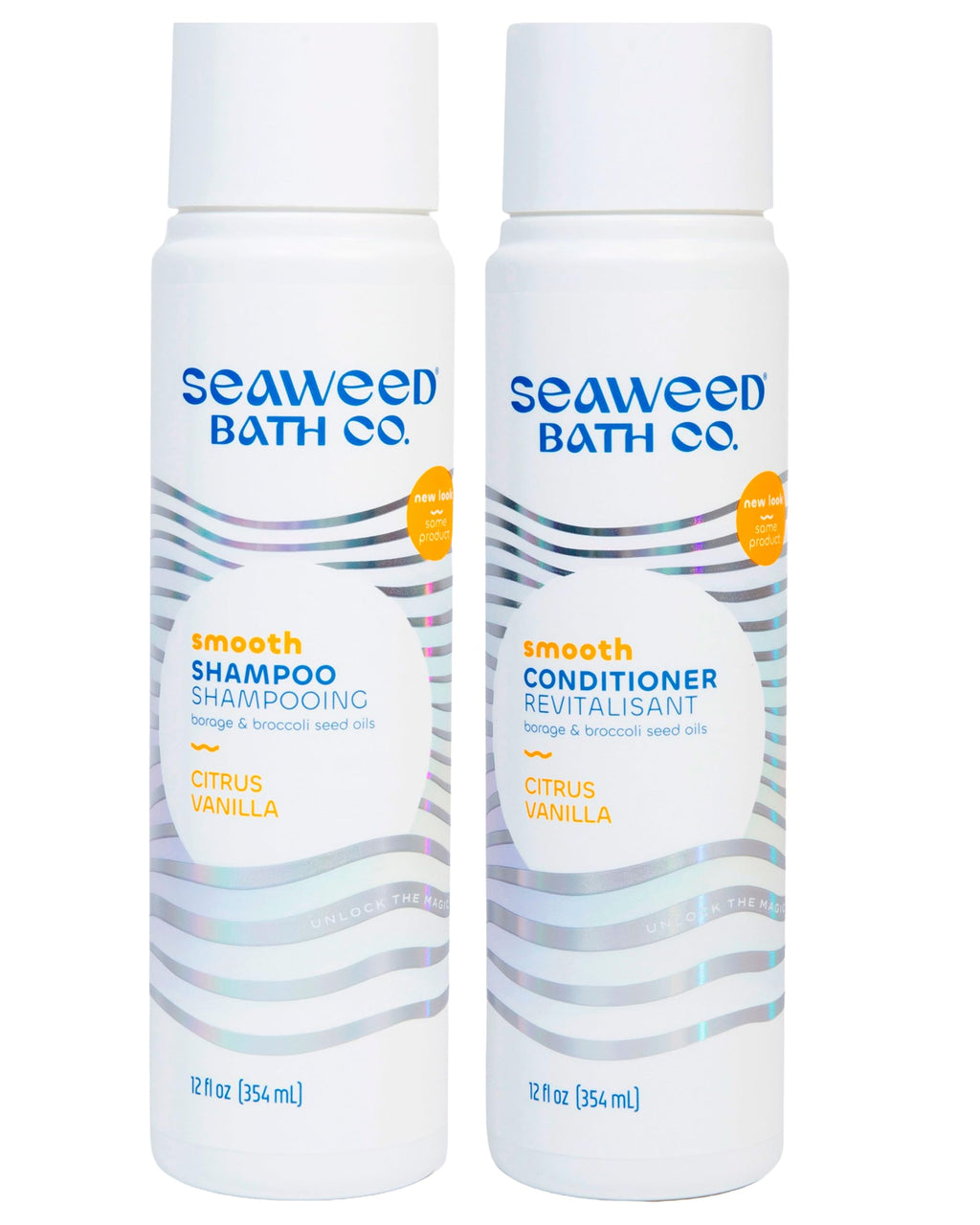 Seaweed Bath Co. Smooth Shampoo & Conditioner Set - Citrus Vanilla - Hydration with Aloe, Borage Oil & Broccoli Seed Oil