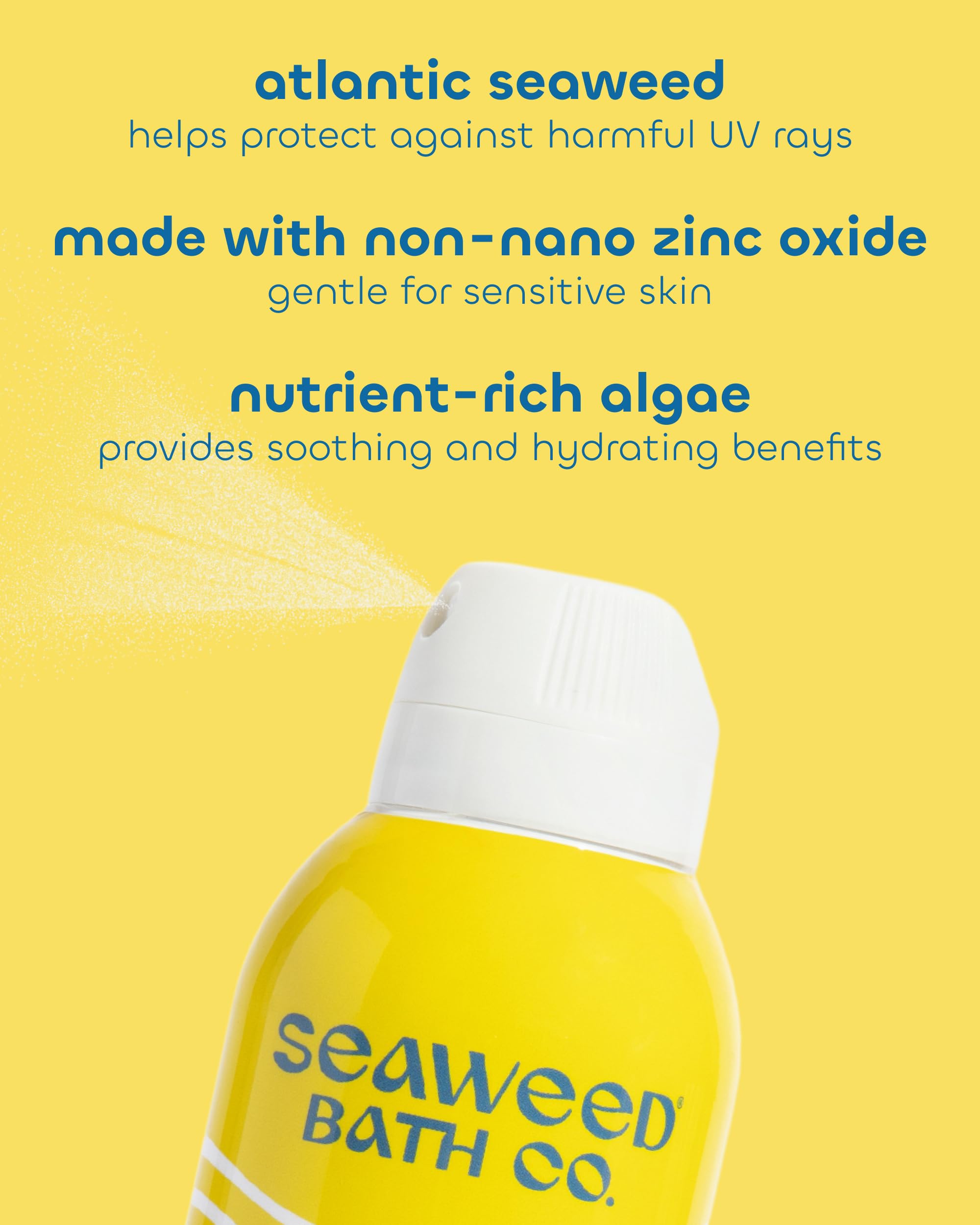 Seaweed Bath Co. Clear Moisture SPF 30 Mineral Sunscreen Spray – Broad Spectrum, Hydrating, Non-Nano Zinc, 6 oz