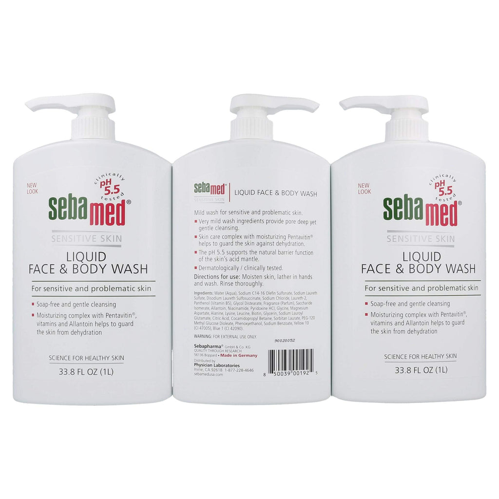 SEBAMED Liquid Face and Body Wash (1 Liter) – Pack of 3