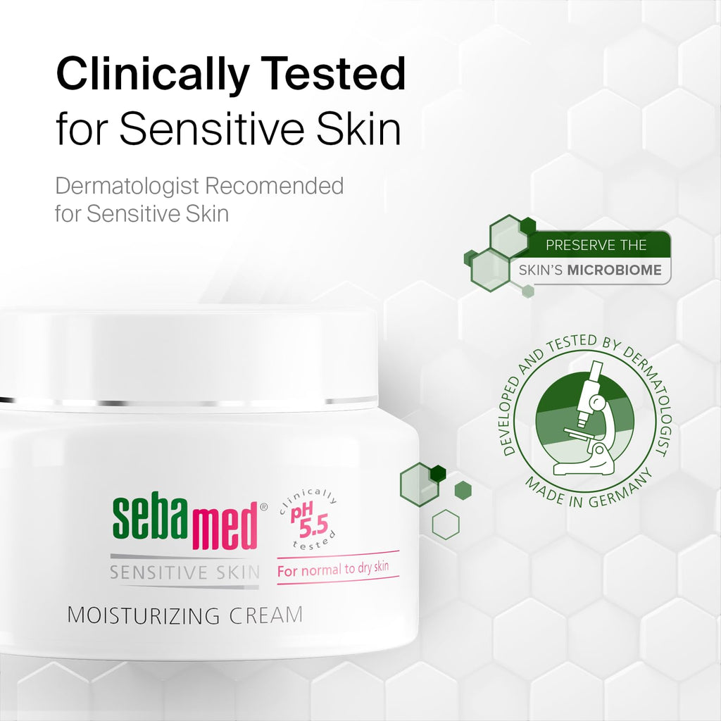 SEBAMED Moisturizing Face Cream for Sensitive Skin — Ultra Hydrating, pH 5.5, Vitamin E, Hypoallergenic (75 mL) Pack of 6