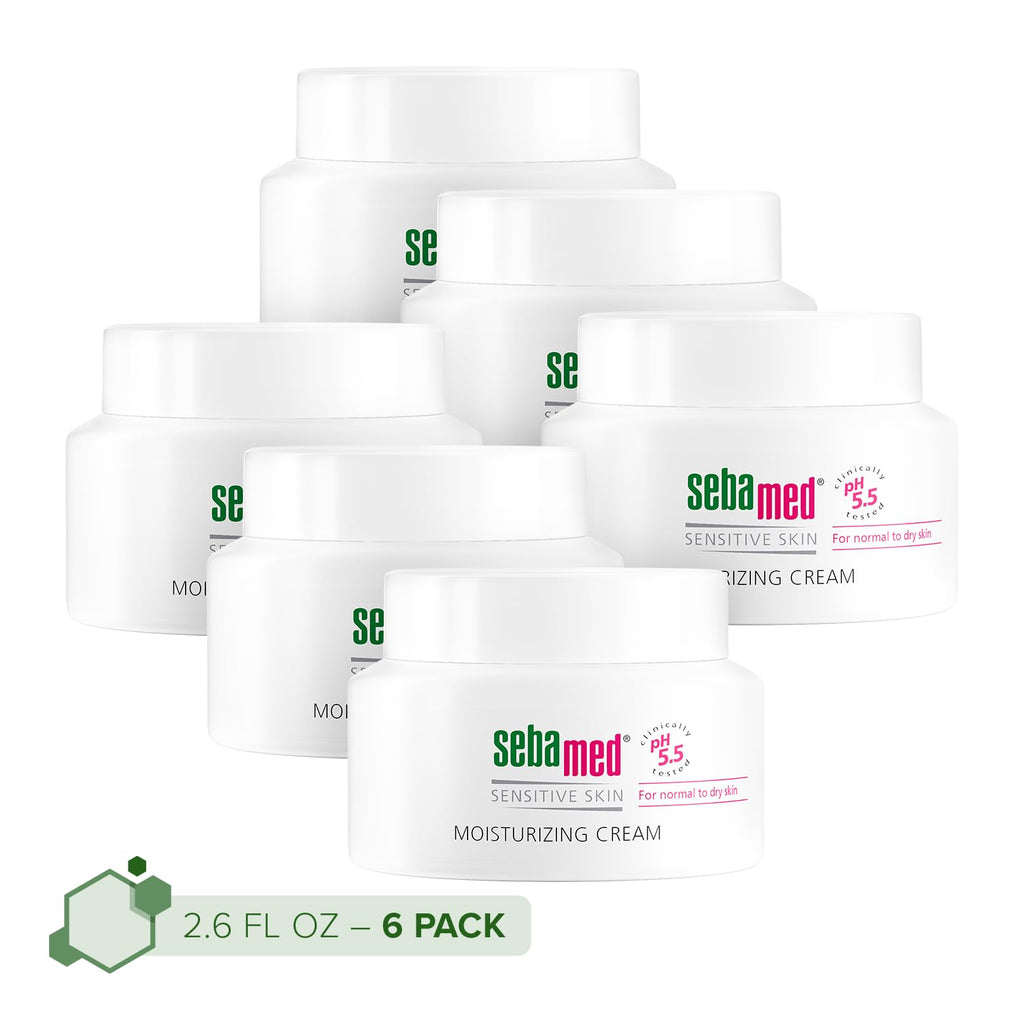 SEBAMED Moisturizing Face Cream for Sensitive Skin — Ultra Hydrating, pH 5.5, Vitamin E, Hypoallergenic (75 mL) Pack of 6
