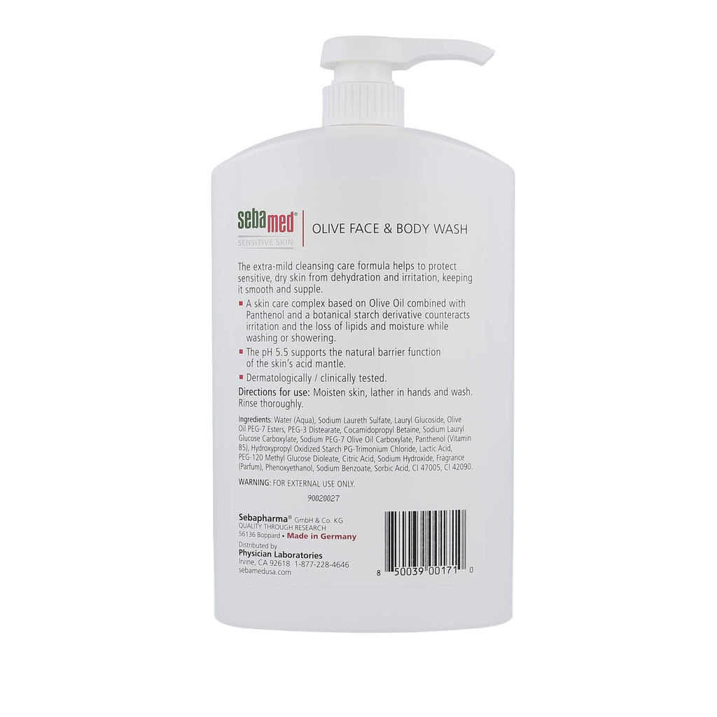 SEBAMED Olive Face & Body Wash – Soap-Free, Ultra Mild for Sensitive Skin | 1L x 2-Pack