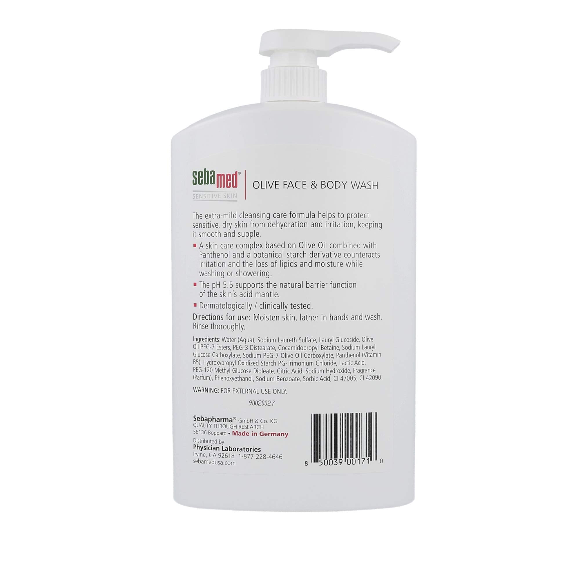 SEBAMED Olive Face & Body Wash – Soap-Free, Ultra Mild for Sensitive Skin | 1L x 2-Pack