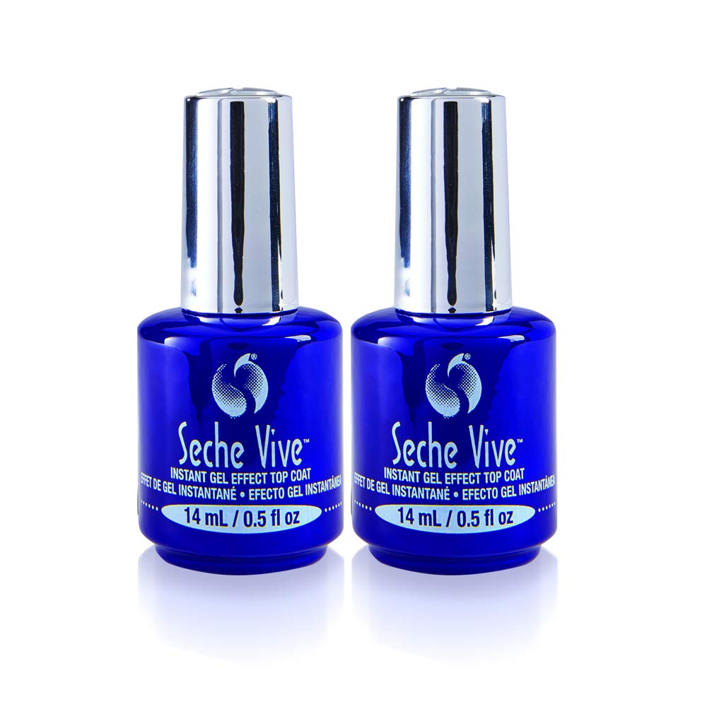 Seche Vive Instant Gel-Effect Top Coat, 0.5 oz, 2-Pack | Fast-Drying UV-Free Gel Shine