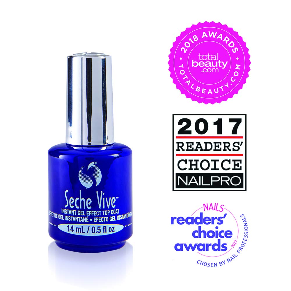 Seche Vive Instant Gel-Effect Top Coat, 0.5 oz, 2-Pack | Fast-Drying UV-Free Gel Shine
