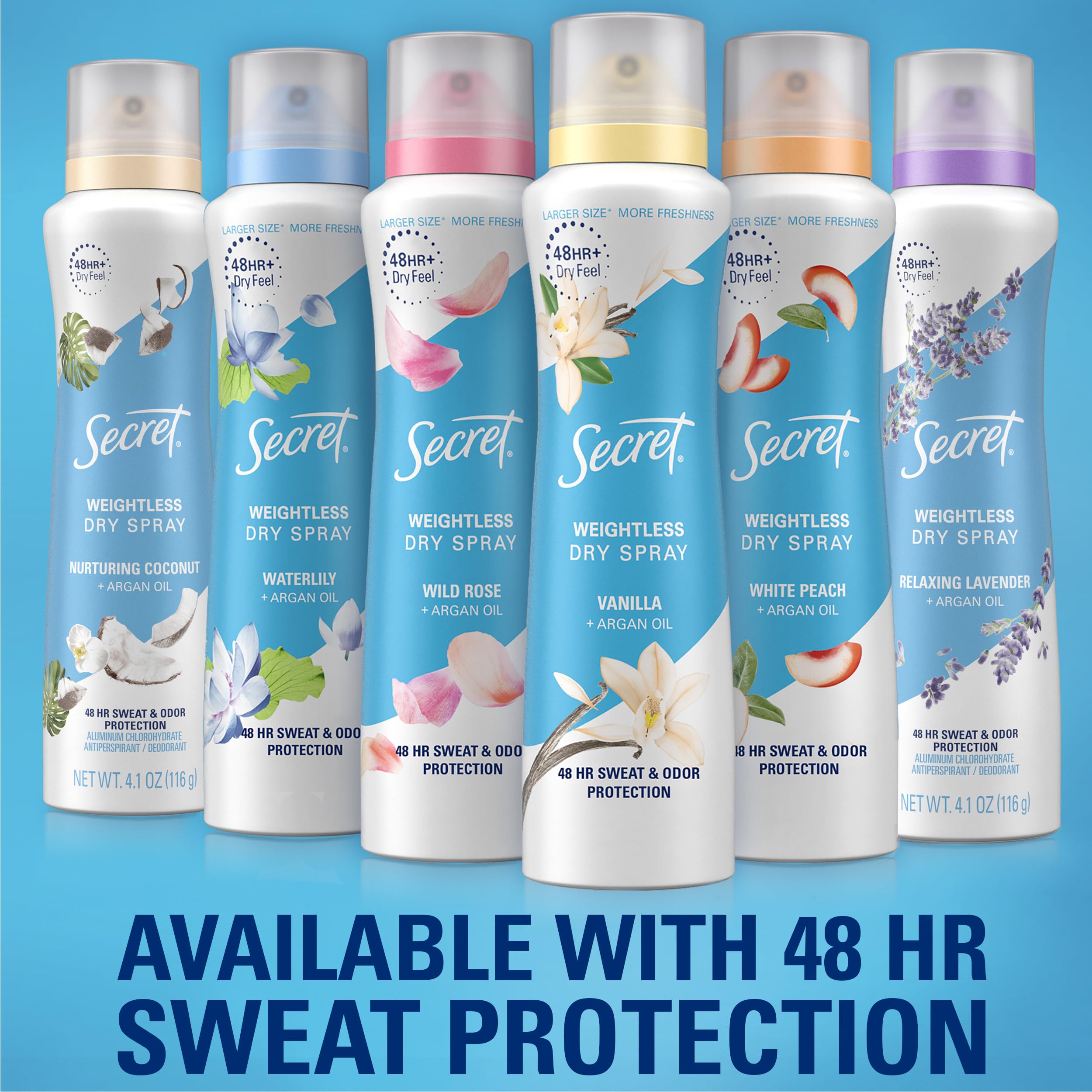 Secret Dry Spray Antiperspirant Deodorant – Nurturing Coconut & Argan Oil, 4.1 oz Pack of 3