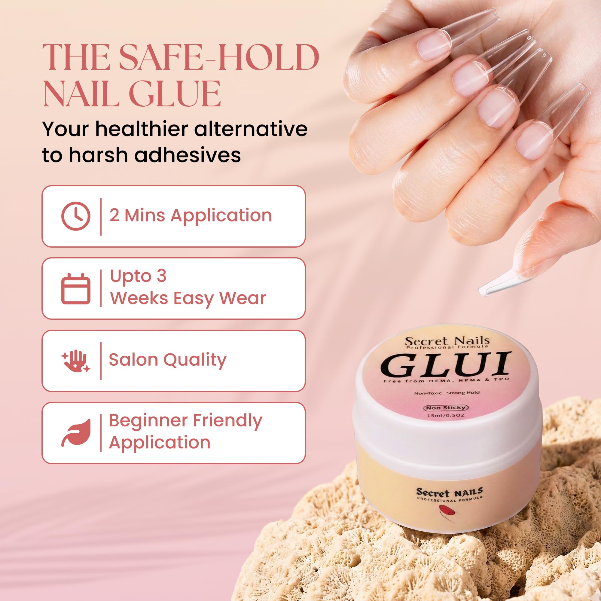 GLUI by Secret Nails – Extra-Strong Press-On Nail Glue Gel (15ml) | Long-Lasting Bond