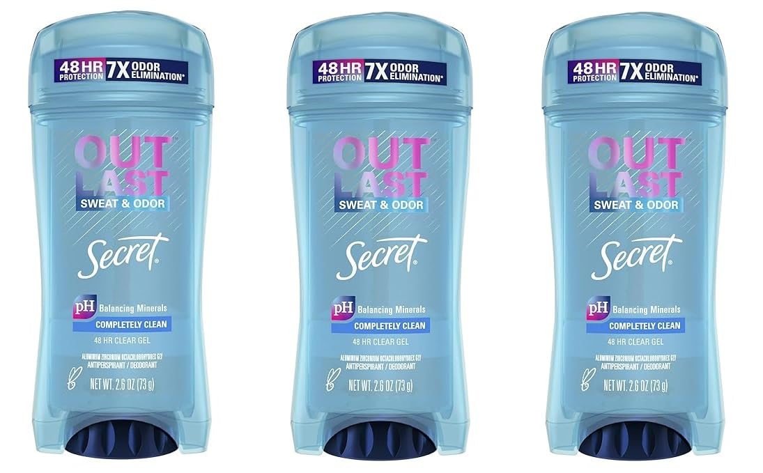 Secret Outlast Clear Gel Deodorant 3-Pack – 48-Hour Odor Protection