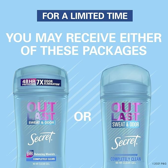 Secret Outlast Clear Gel Deodorant 3-Pack – 48-Hour Odor Protection