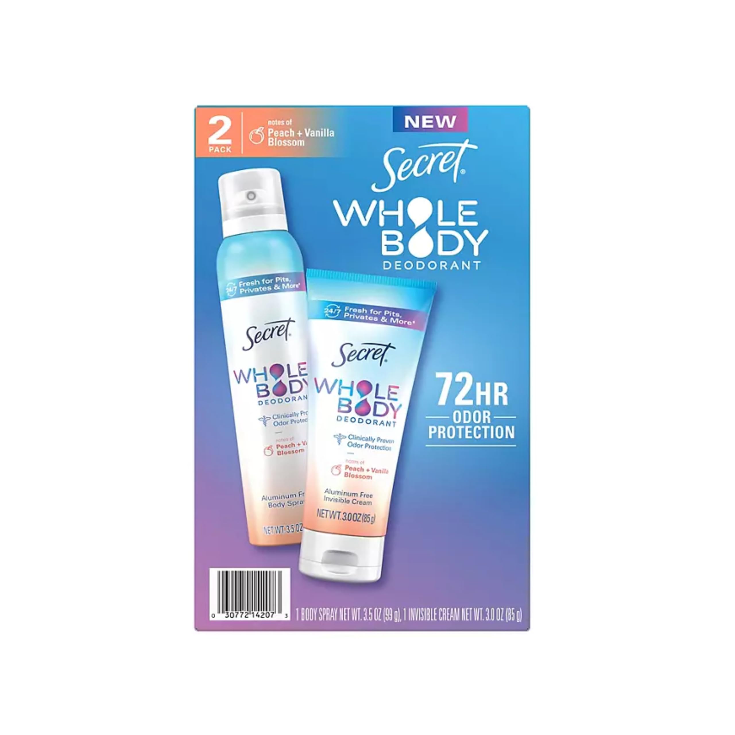 SECRET Whole Body Deodorant Duo – Peach & Vanilla Blossom (2 Pack)