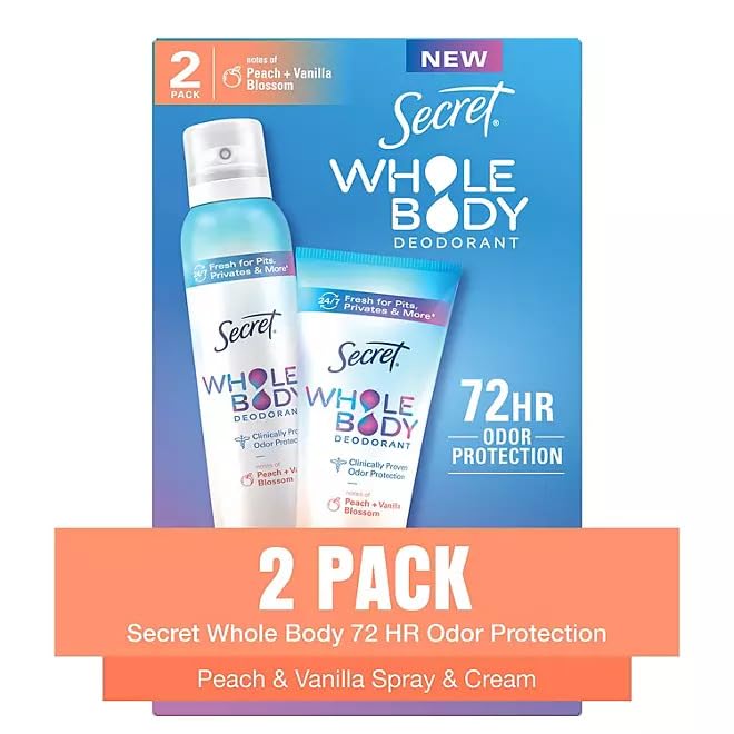 SECRET Whole Body Deodorant Duo – Peach & Vanilla Blossom (2 Pack)
