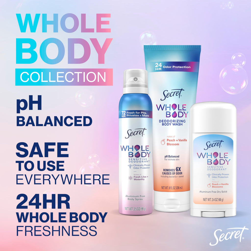 Secret Whole Body Deodorant Stick for Women — Unscented, Aluminum-Free, 72 HR Protection, 2.4 oz