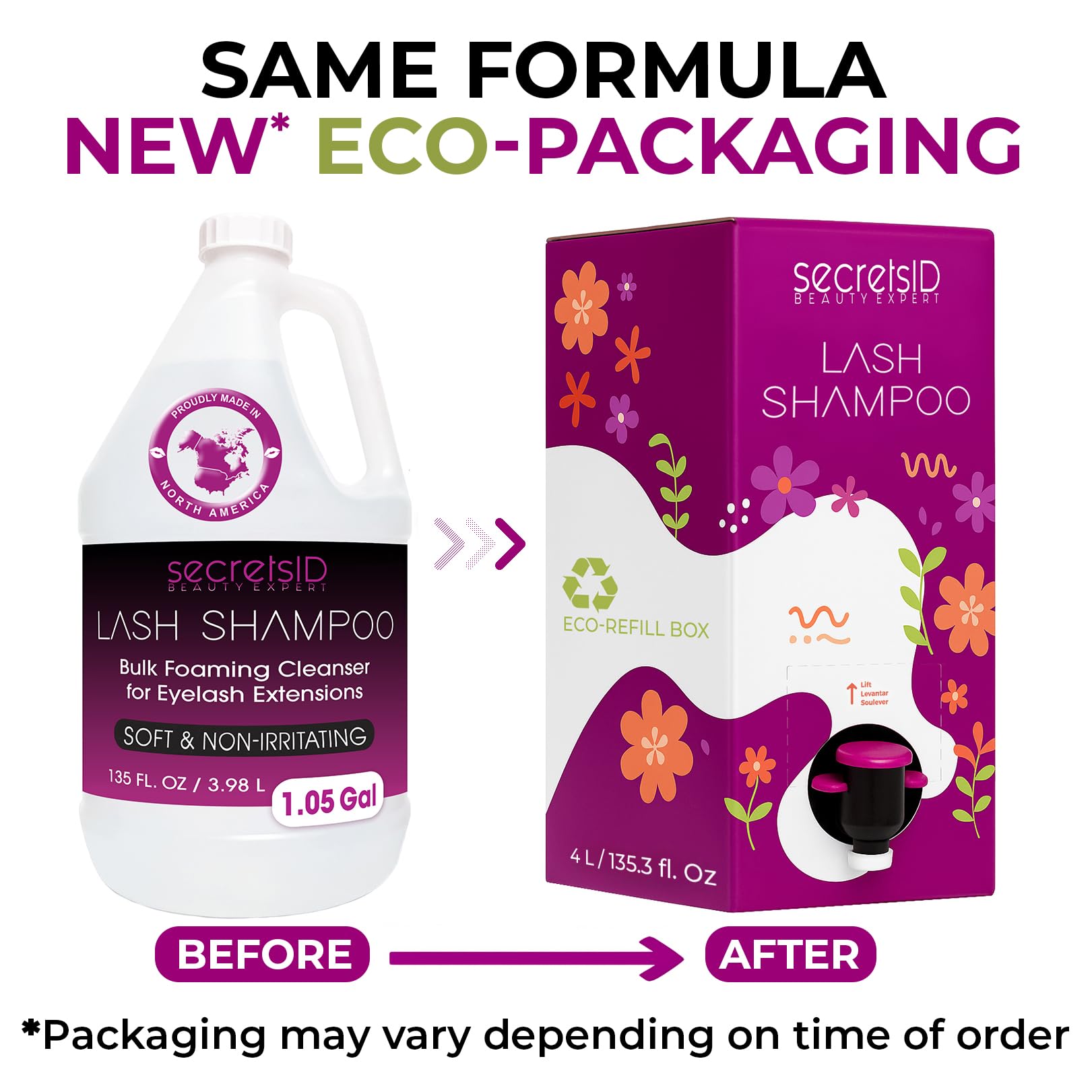 SecretsID Pro Lash Shampoo for Extensions – 4L Eco-Refill + 50 Cards