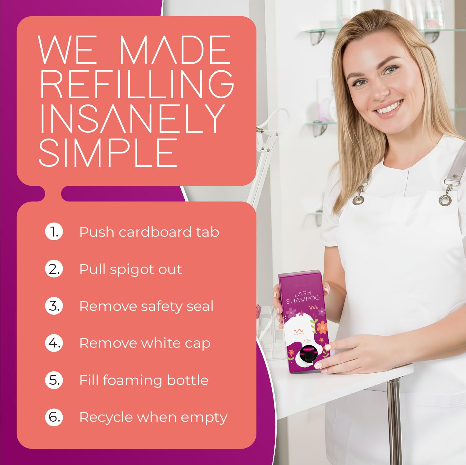 SecretsID Pro Lash Shampoo for Extensions – 4L Eco-Refill + 50 Cards