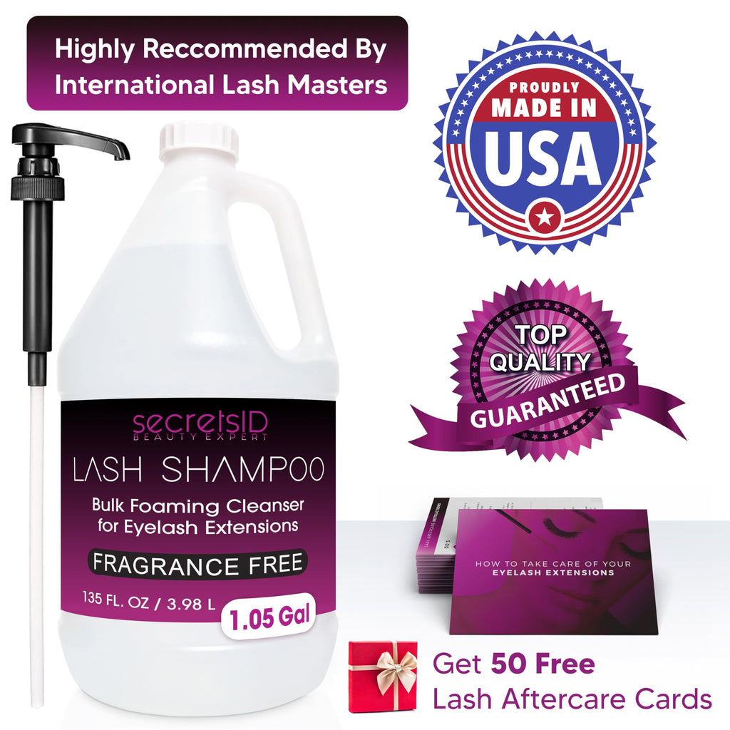 SecretsID Pro Lash Shampoo for Extensions – 4L Eco-Refill + 50 Cards