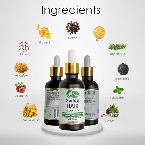 Seddy Hair Growth & Strengthening Oil with Caffeine, Rosemary & Biotin — 1.7 Fl Oz (Pack of 1)