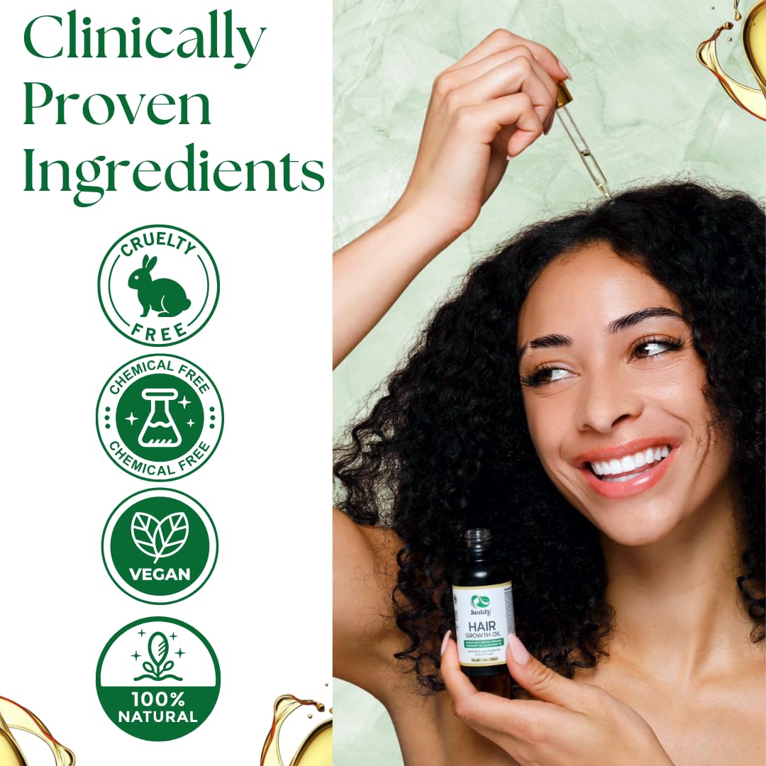 Seddy Hair Growth & Strengthening Oil with Caffeine, Rosemary & Biotin — 1.7 Fl Oz (Pack of 1)