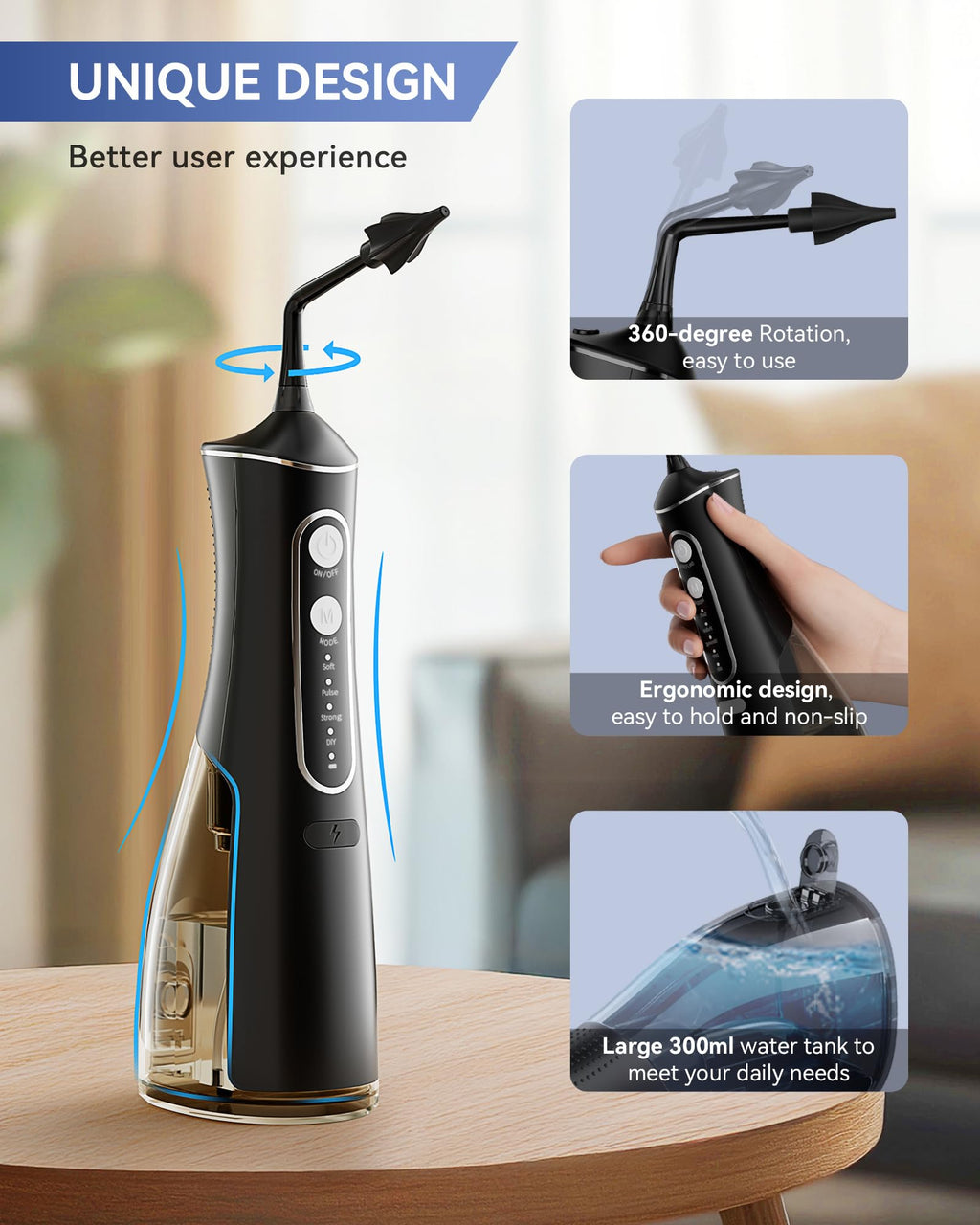 SEEDEAR Electric Ear Wax Removal Kit — 4 Water Pressure Modes, 300ml Tank, IPX7 Waterproof