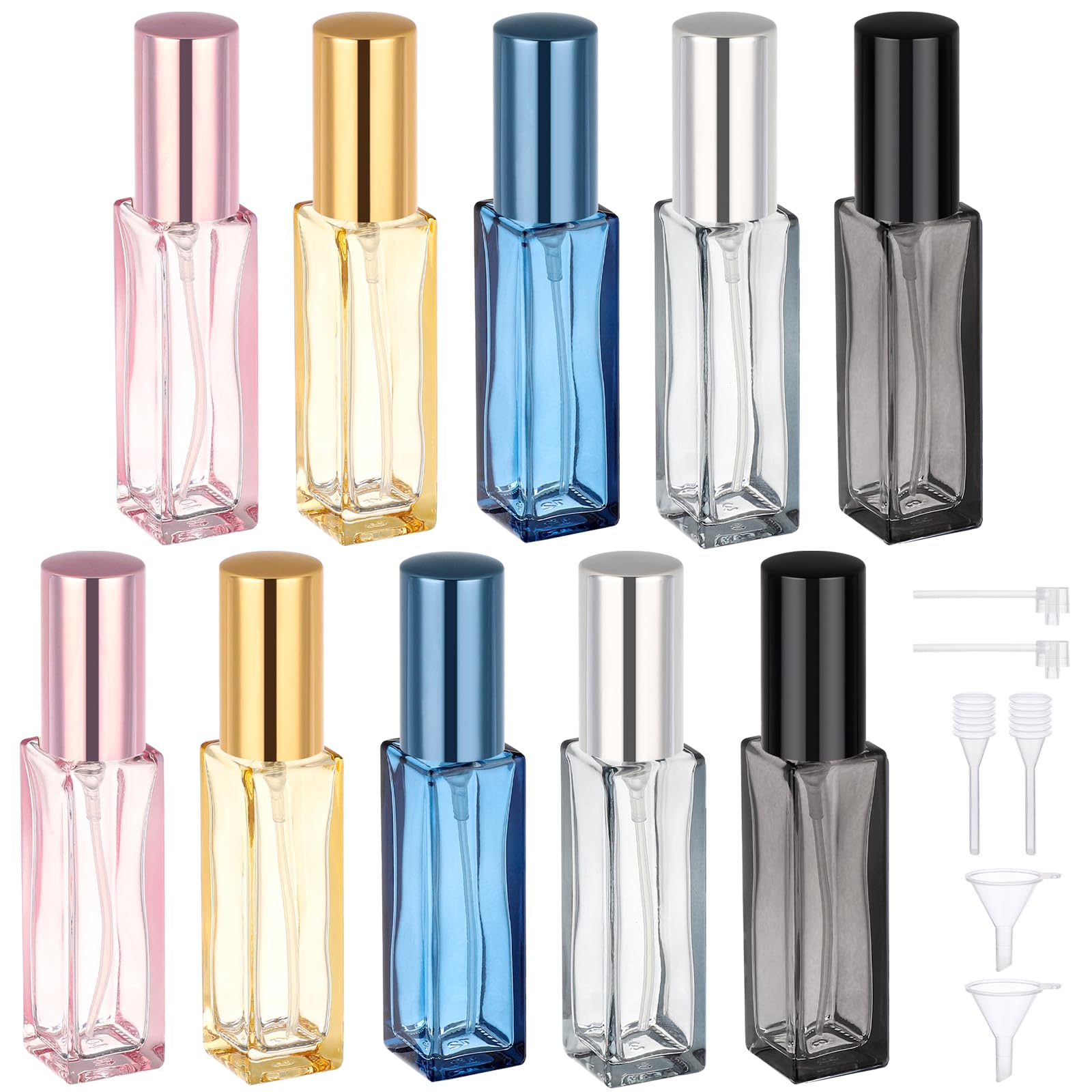 Segbeauty 10ml Empty Travel Perfume Bottle Set — 10 Glass Atomizers, Leakproof & Refillable