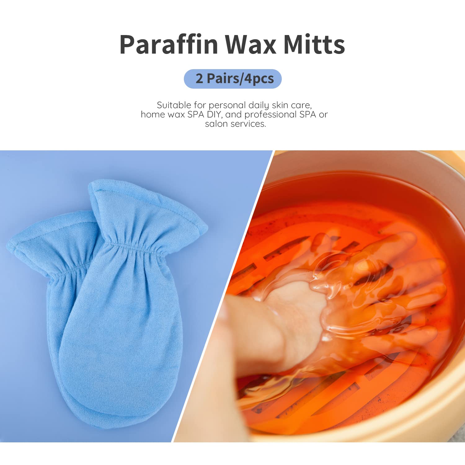 Segbeauty 4pcs Paraffin Wax Gloves – Heated Hand Spa Mittens, Blue