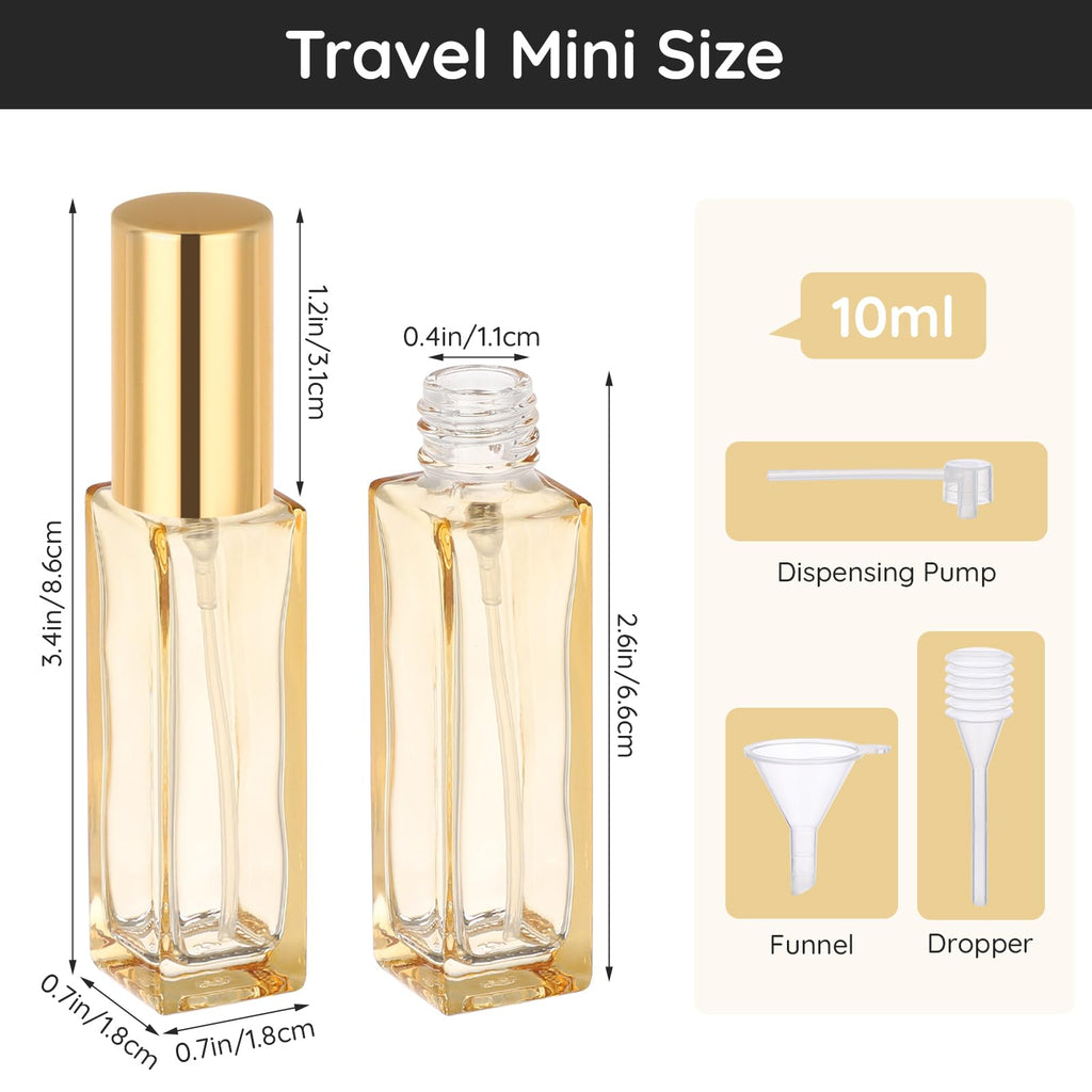 Segbeauty 10ml Empty Travel Perfume Bottle Set — 10 Glass Atomizers, Leakproof & Refillable