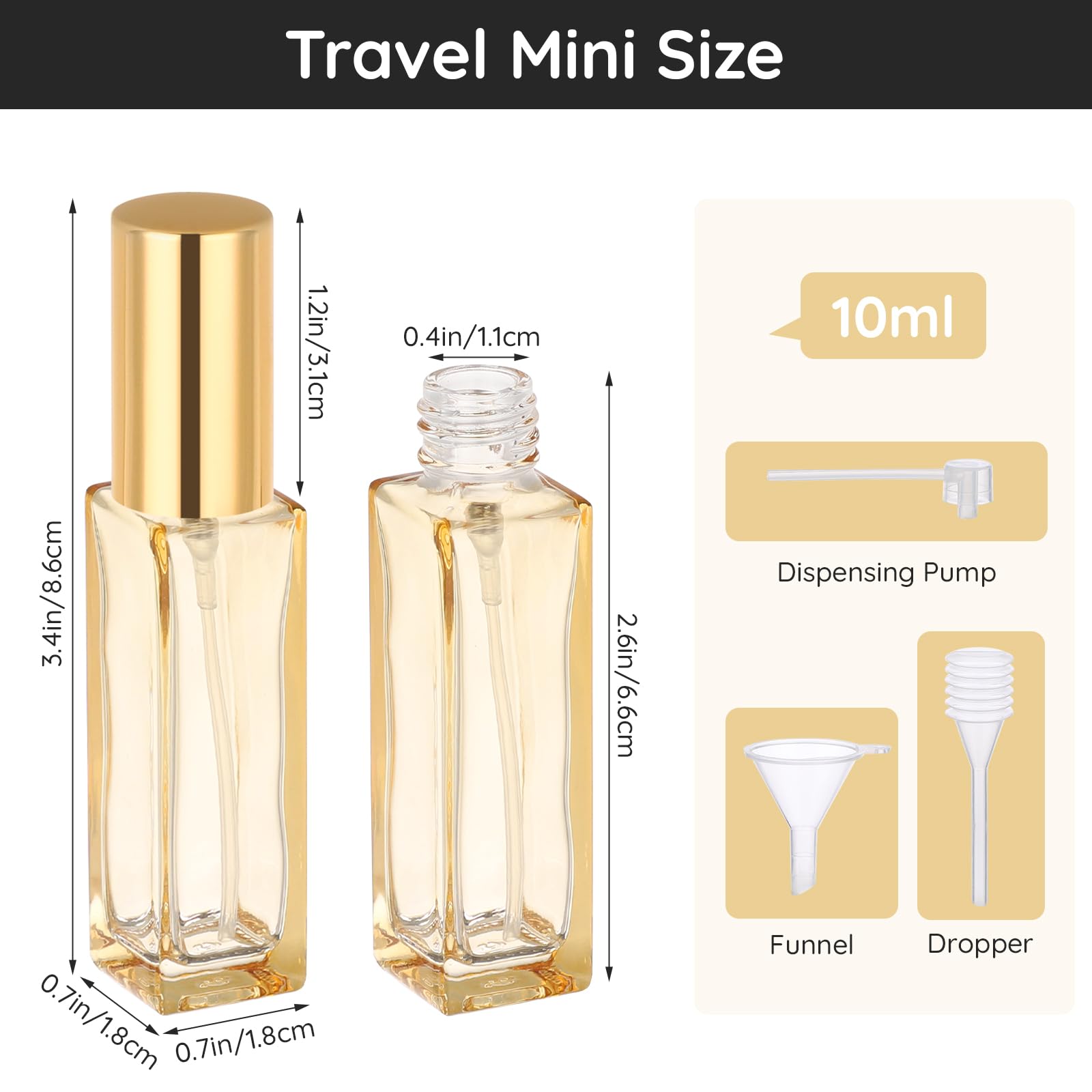 Segbeauty 10ml Empty Travel Perfume Bottle Set — 10 Glass Atomizers, Leakproof & Refillable