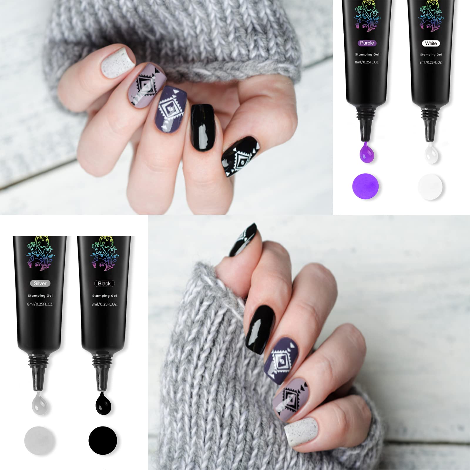 SEISSO Stamping Polish Gels – 8 Colors UV/LED Soak-Off Nail Art Kit