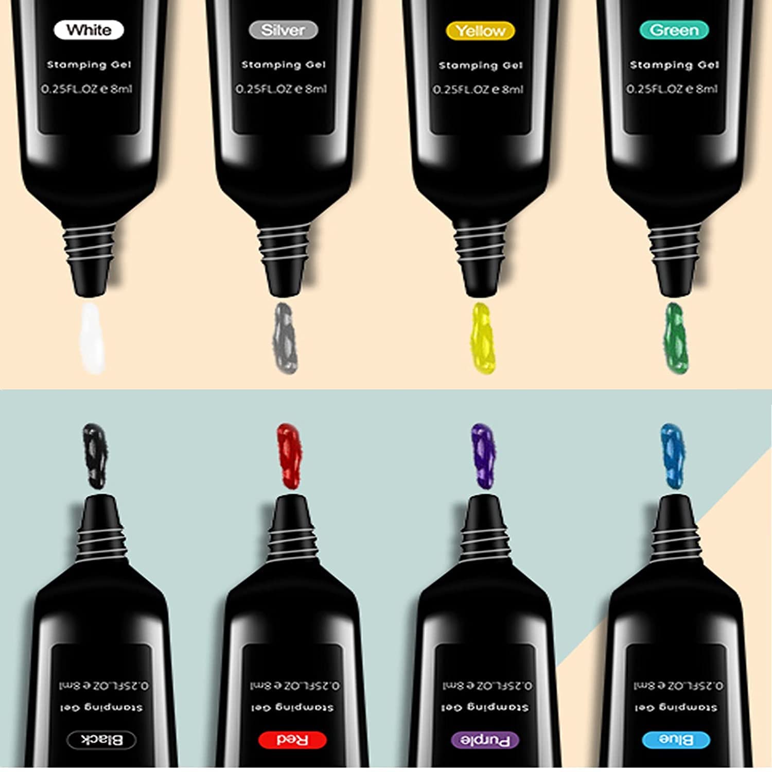 SEISSO Stamping Polish Gels – 8 Colors UV/LED Soak-Off Nail Art Kit