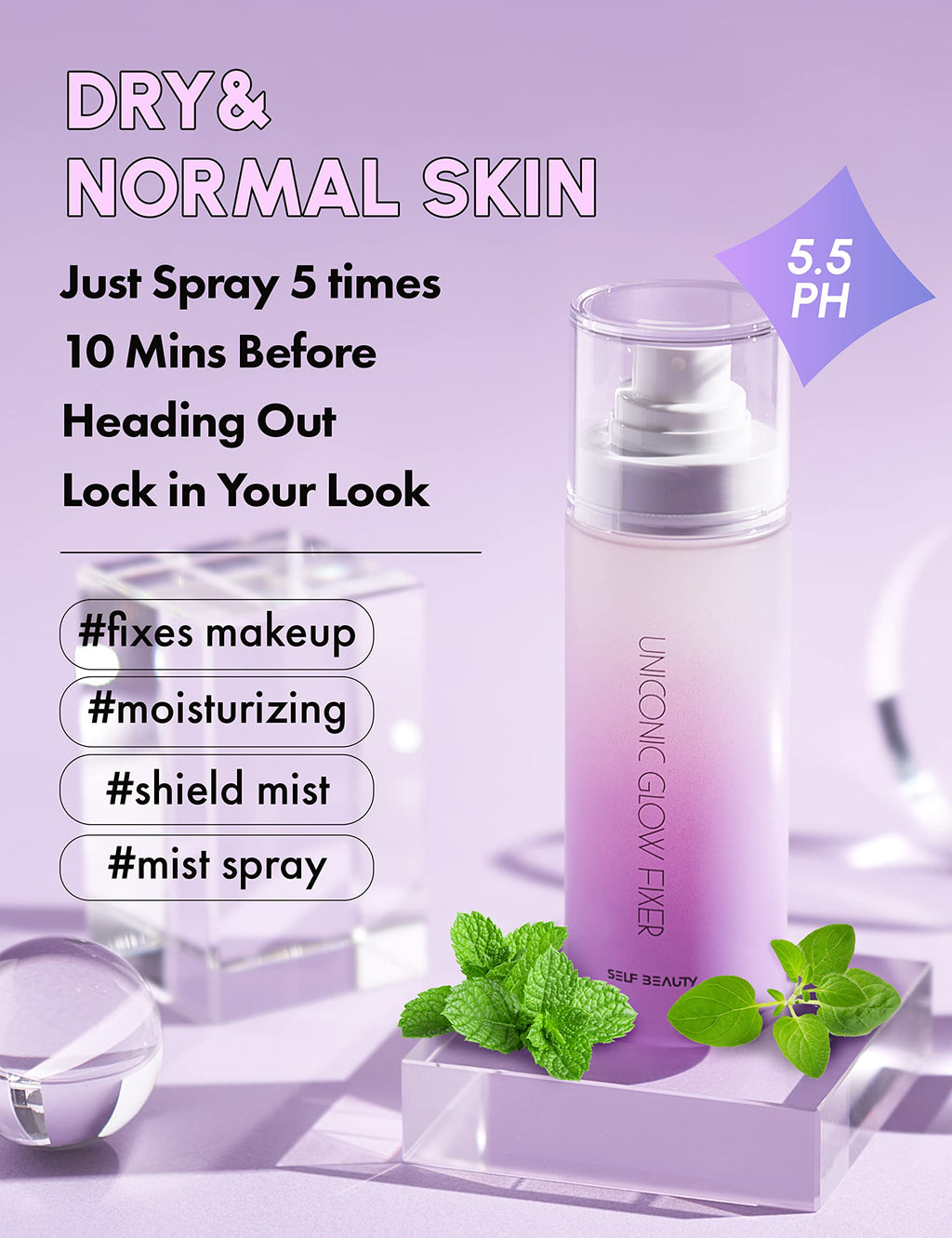 SELF BEAUTY Glow Makeup Setting Spray – Hydrating, Dewy Finish, Long-Lasting (100ml)