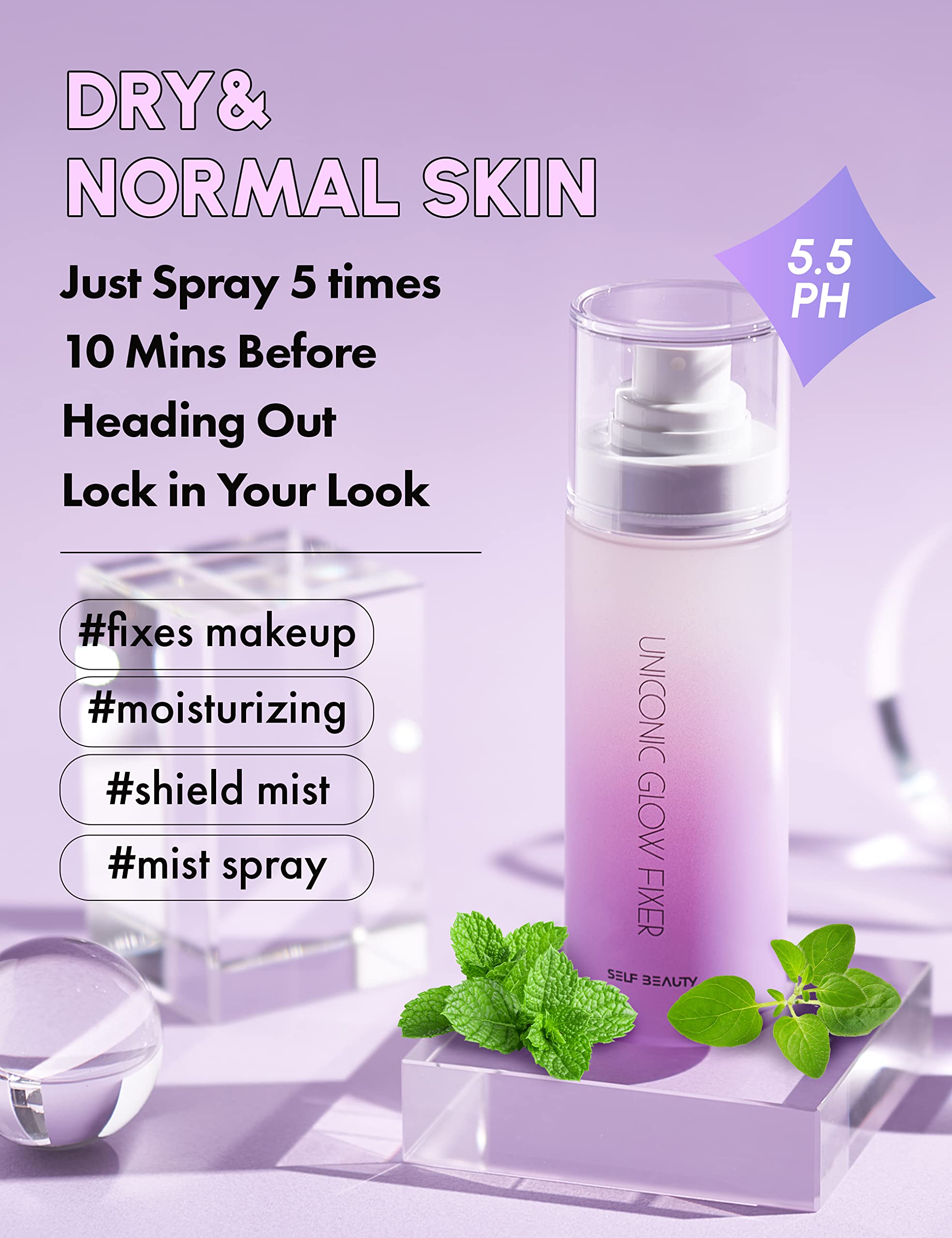 SELF BEAUTY Glow Makeup Setting Spray – Hydrating, Dewy Finish, Long-Lasting (100ml)