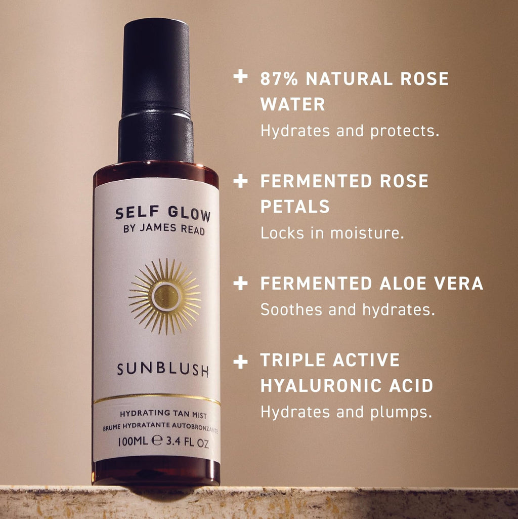 Self Glow by James Read Sunblush Hydrating Tan Mist Travel Size – Buildable Rosewater Glow