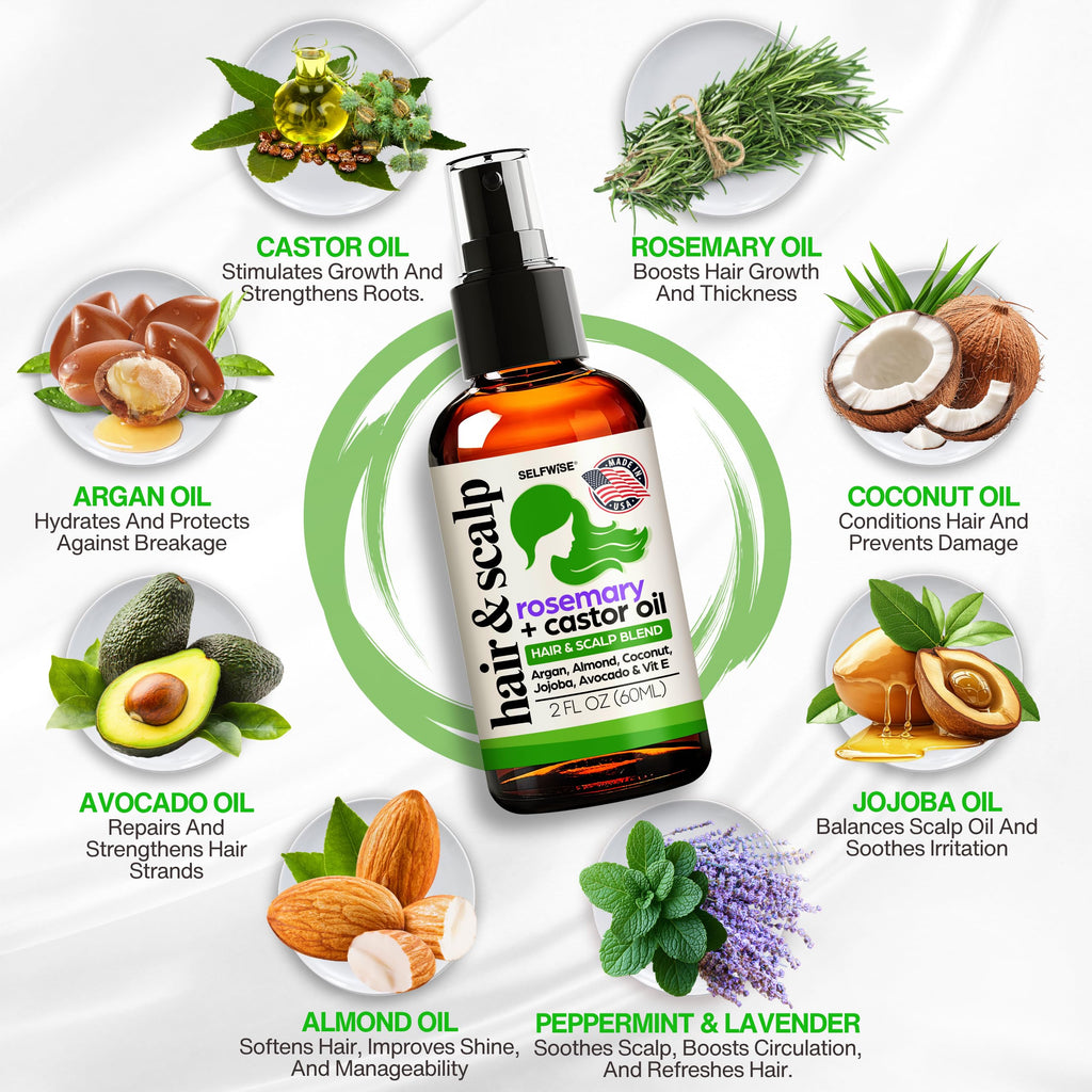 SELFWISE Organic Rosemary Hair Growth Oil with Applicator – 2oz