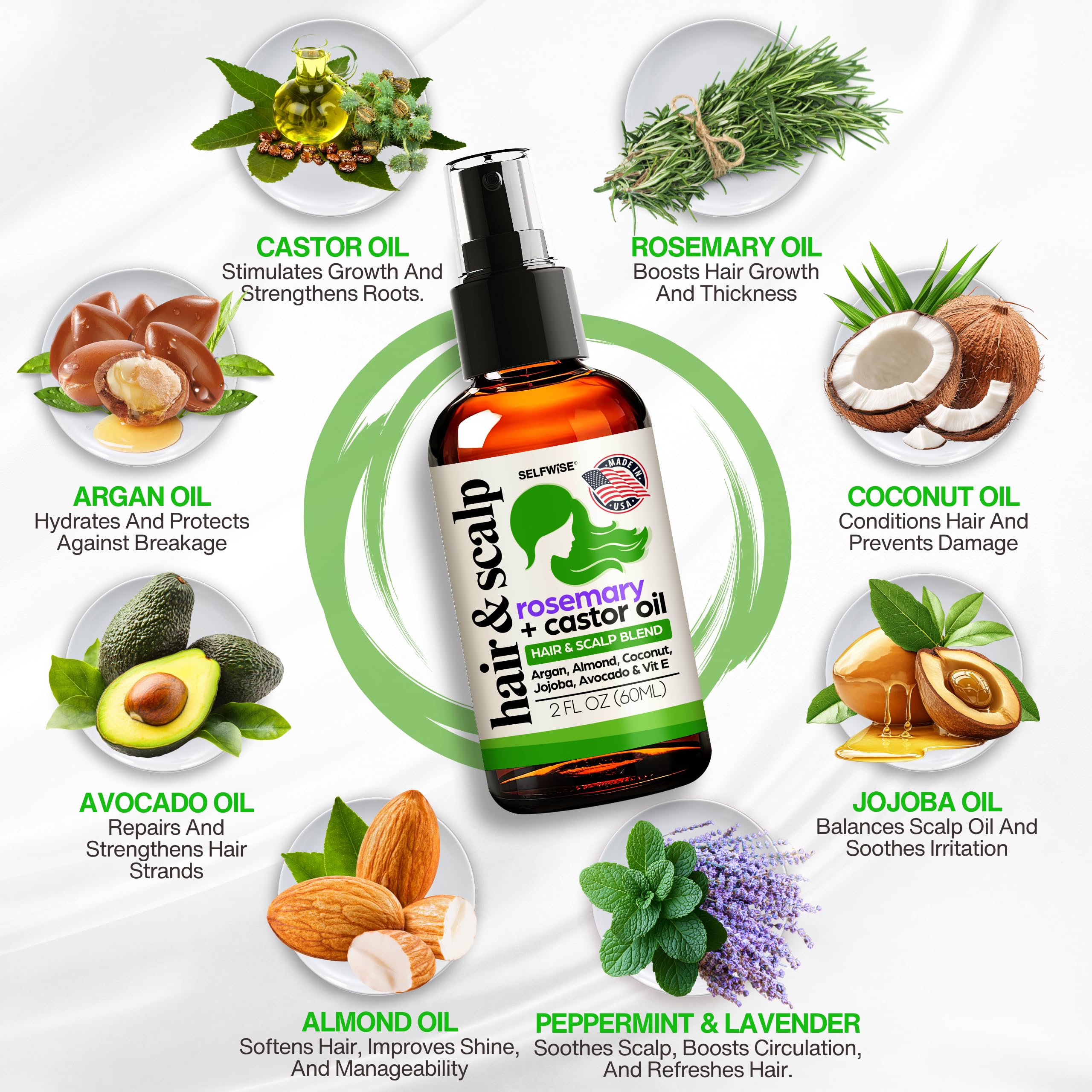SELFWISE Organic Rosemary Hair Growth Oil with Applicator – 2oz