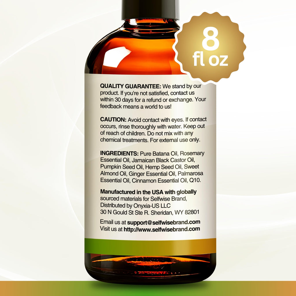 SELFWISE Batana Oil with Rosemary & Castor — Organic Hair Nourishing Oil, 8oz