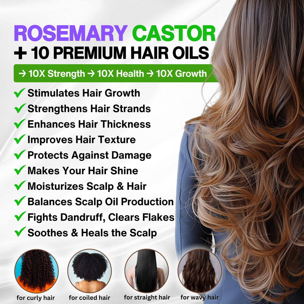 SELFWISE Organic Rosemary Oil for Hair Growth with 10-Oil Upgrade – 8oz