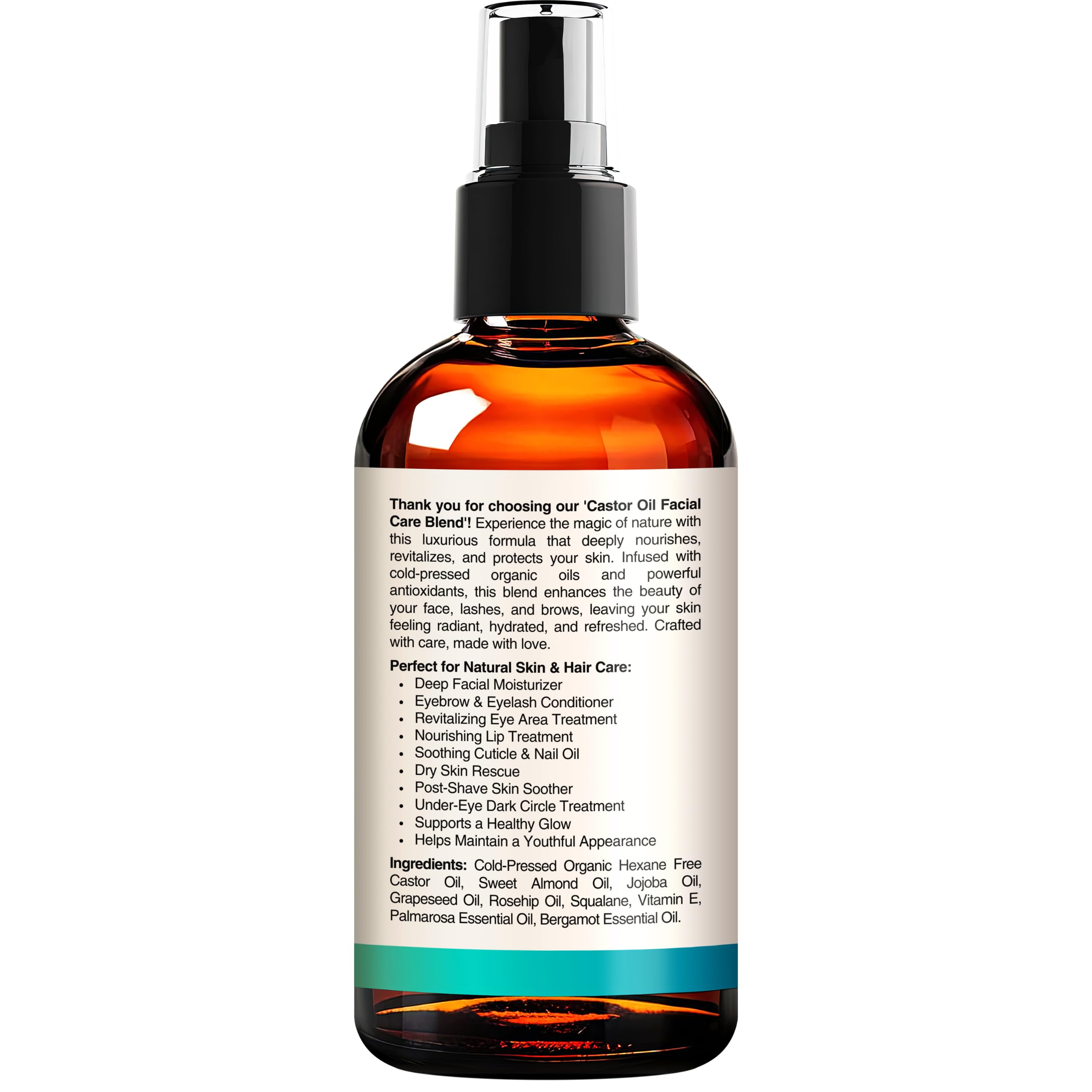 SELFWISE Organic Castor Oil – Face Moisturizer, Brow & Lash Conditioner, 4oz
