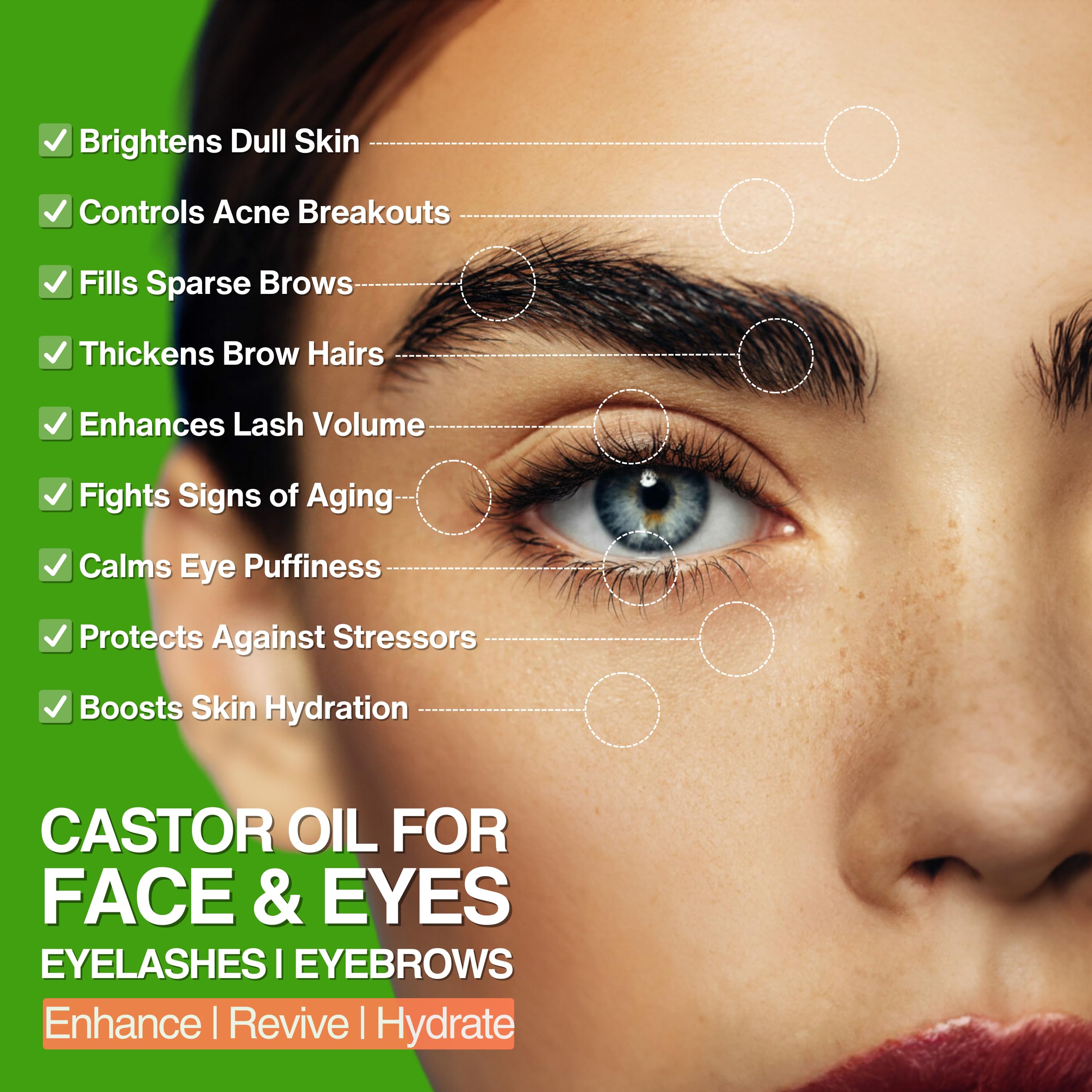 SELFWISE Organic Castor Oil – Face Moisturizer, Brow & Lash Conditioner, 4oz