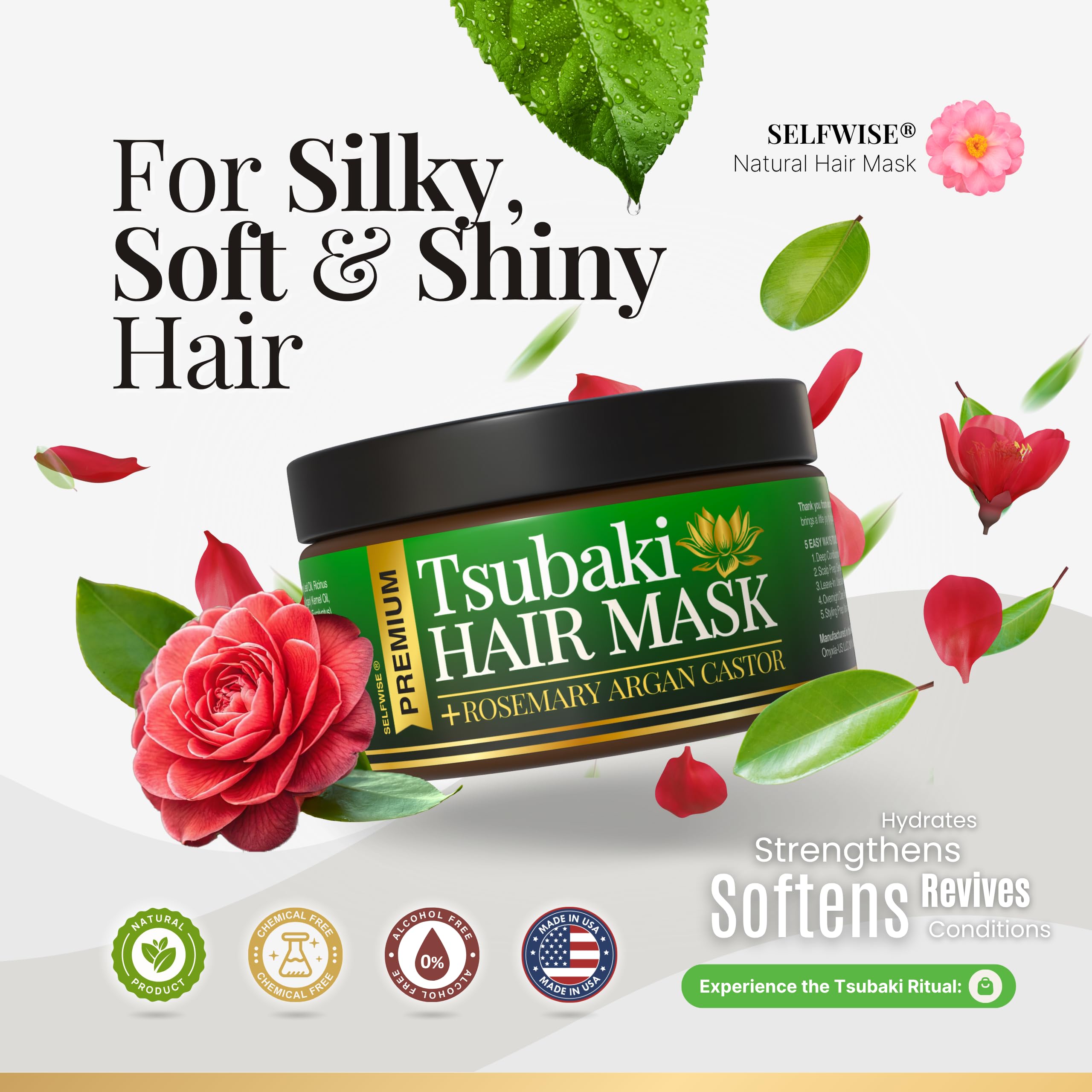 SELFWISE Premium Tsubaki Hair Mask – Deep Repair & Silk Shine (4oz)