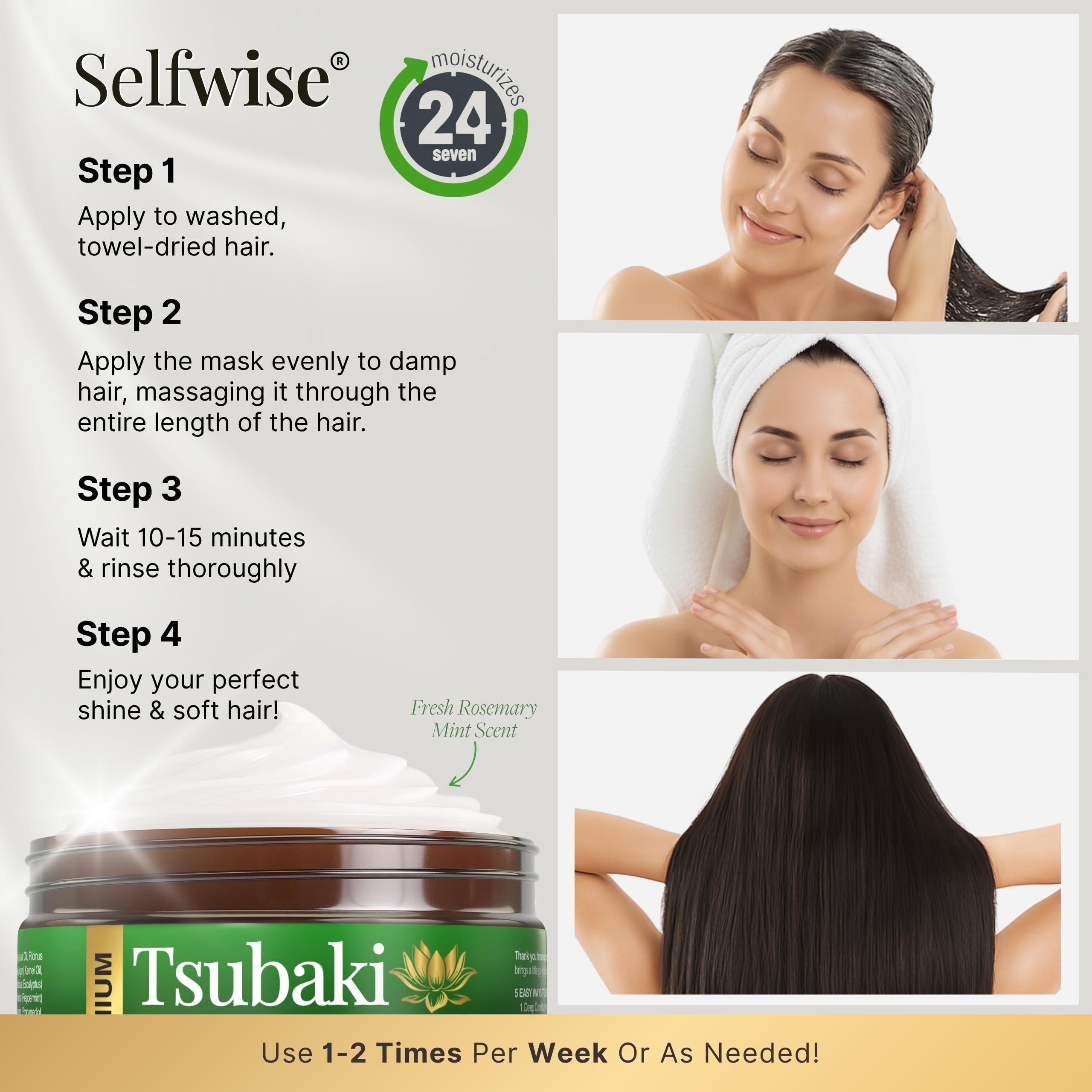 SELFWISE Premium Tsubaki Hair Mask – Deep Repair & Silk Shine (4oz)