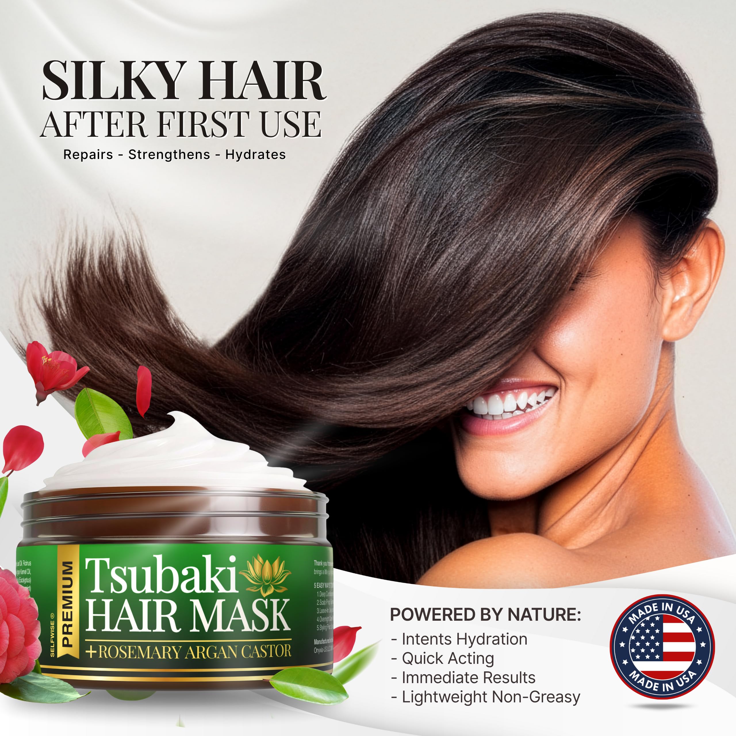SELFWISE Premium Tsubaki Hair Mask – Deep Repair & Silk Shine (4oz)