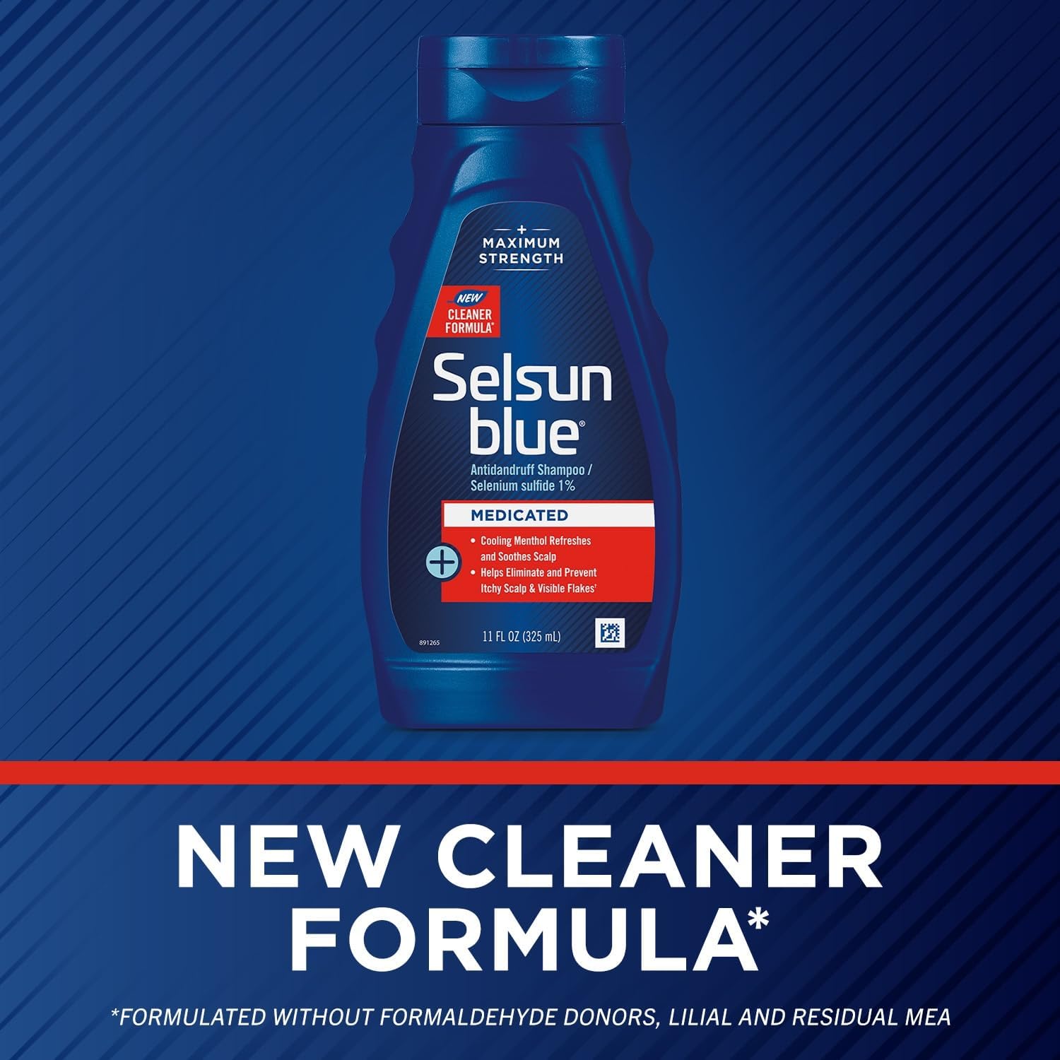 Selsun Blue Medicated Anti-Dandruff Shampoo with Menthol, 2 x 11 oz, Maximum Strength